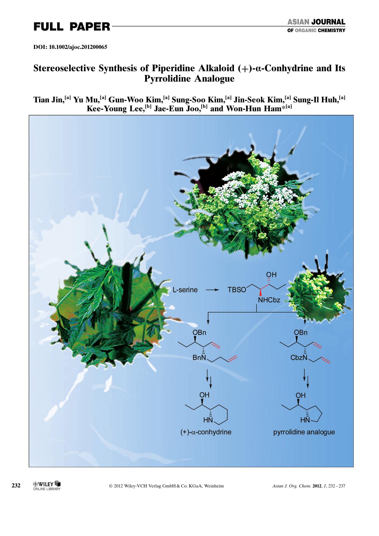 Stereoselective Synthesis of Piperidine Alkaloid (+)Conhydrine and Its Pyrrolidine Analogue by Unknown