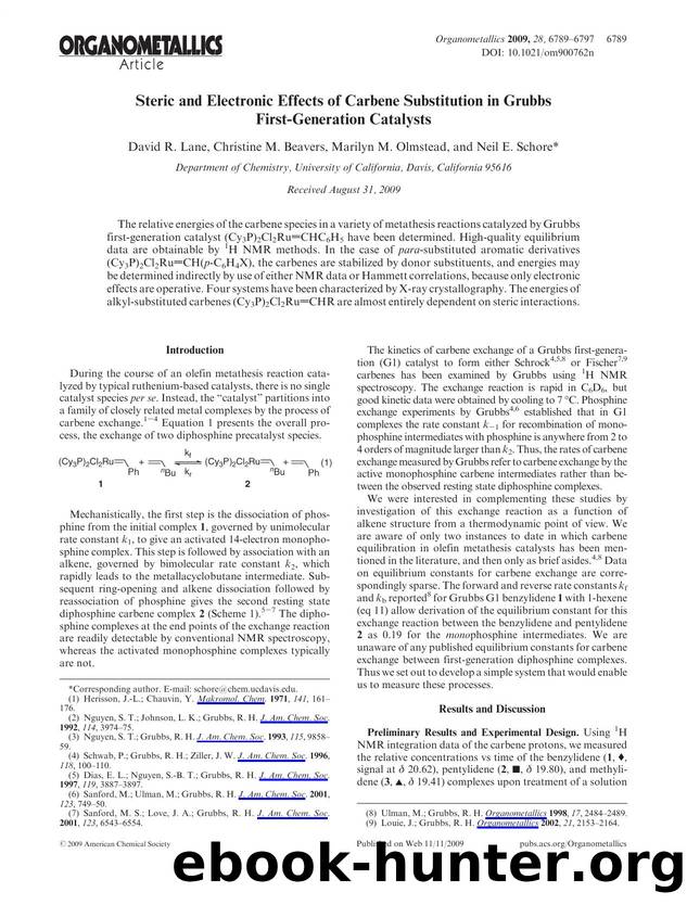 Steric and Electronic Effects of Carbene Substitution in Grubbs First-Generation Catalysts by Unknown