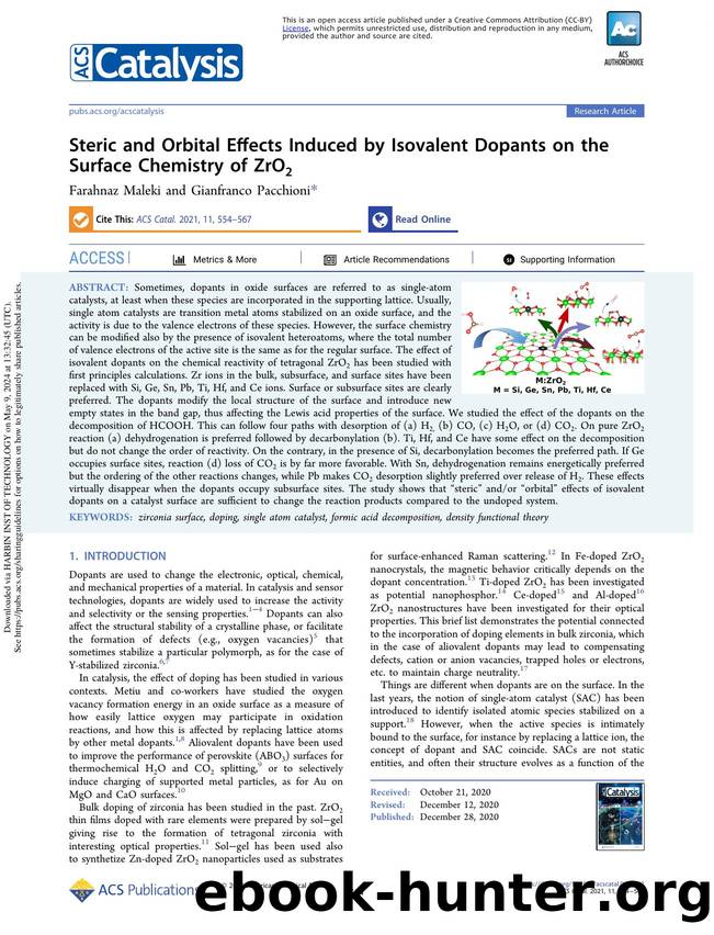 Steric and Orbital Effects Induced by Isovalent Dopants on the Surface Chemistry of ZrO2 by Farahnaz Maleki & Gianfranco Pacchioni
