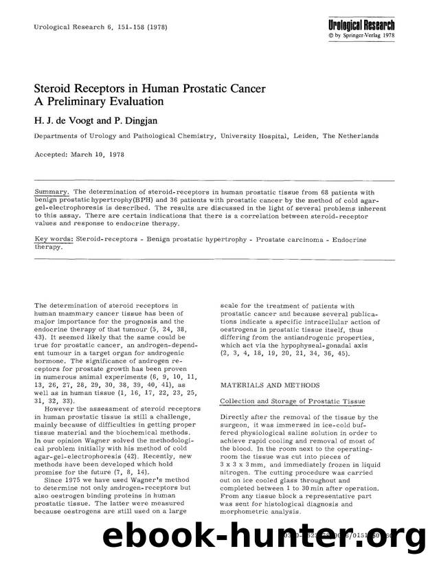 Steroid receptors in human prostatic cancer a preliminary evaluation by Unknown