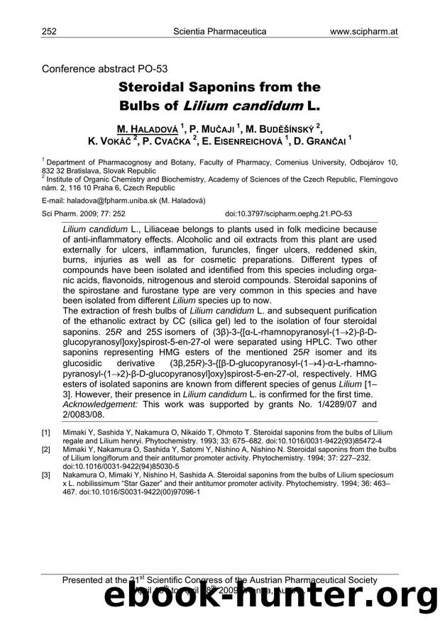 Steroidal Saponins from the Bulbs of Lilium candidum L. by unknow