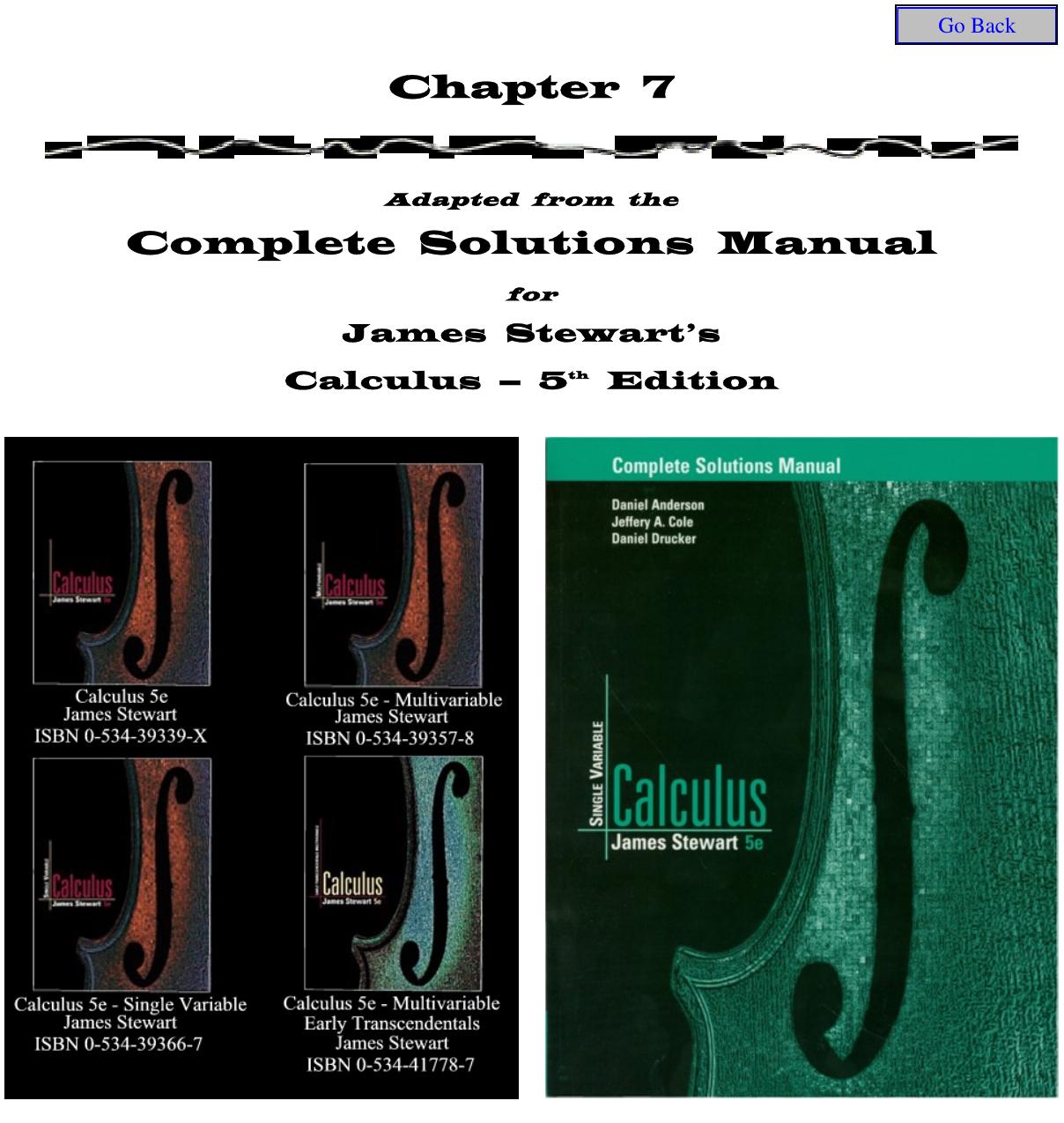 Stewart's Calculus COMPLETE Solutions Manual by James Stewart