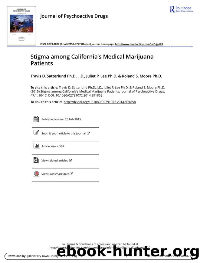 Stigma among California's Medical Marijuana Patients by Travis D. Satterlund