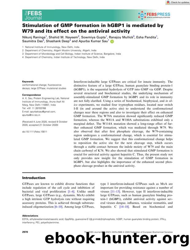 Stimulation of GMP formation in hGBP1 is mediated by W79 and its effect on the antiviral activity by Unknown