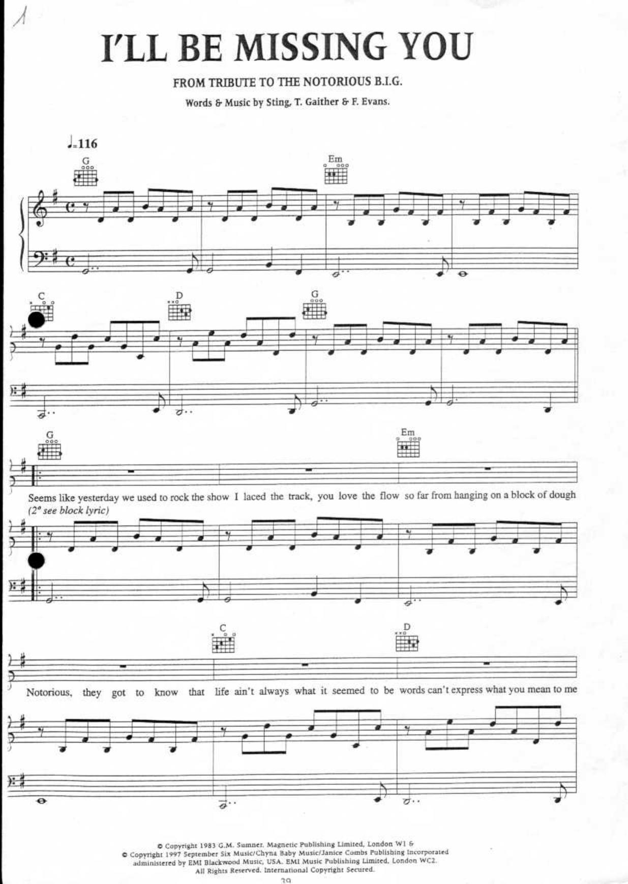 Sting- Ill be missing you by Unknown