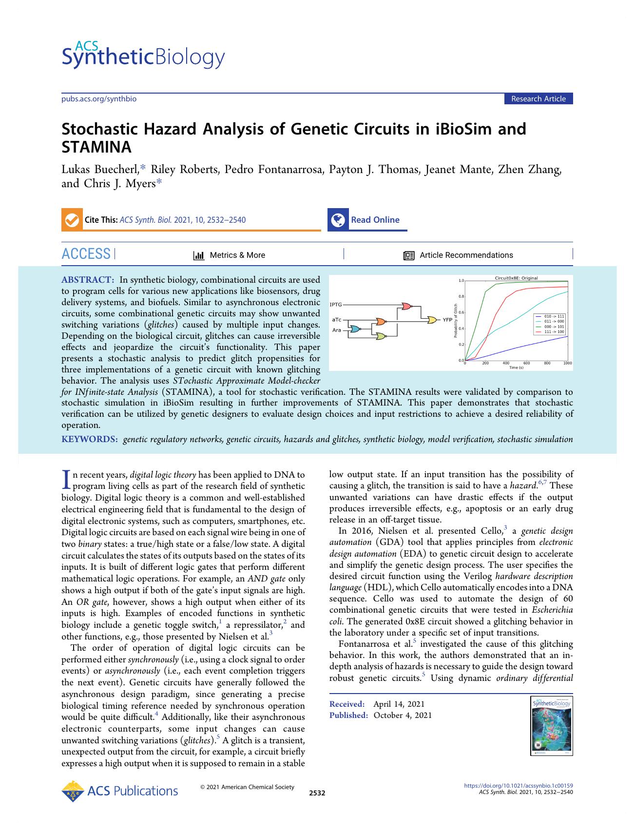 Stochastic Hazard Analysis of Genetic Circuits in iBioSim and STAMINA by unknow