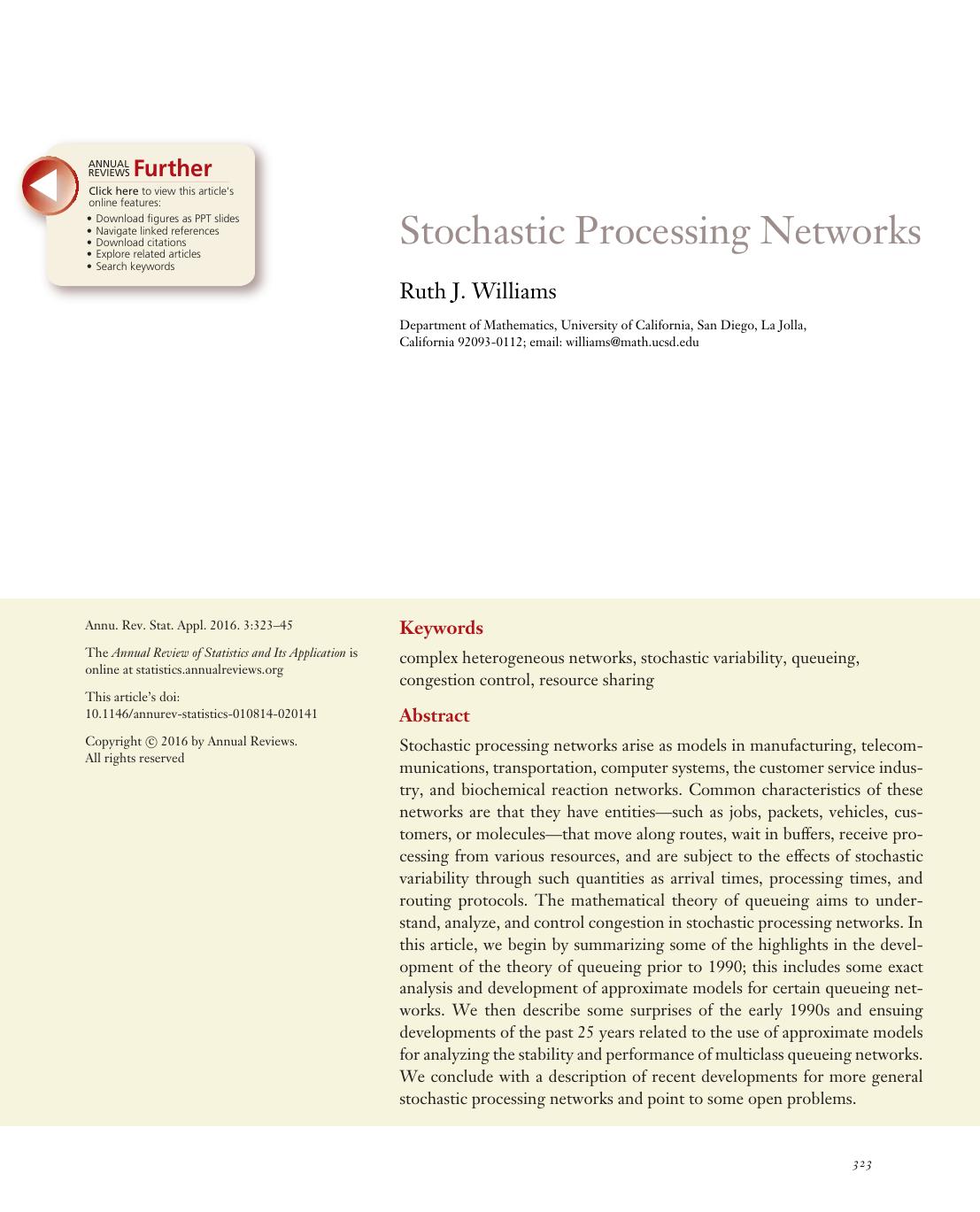 Stochastic Processing Networks by Ruth J. Williams