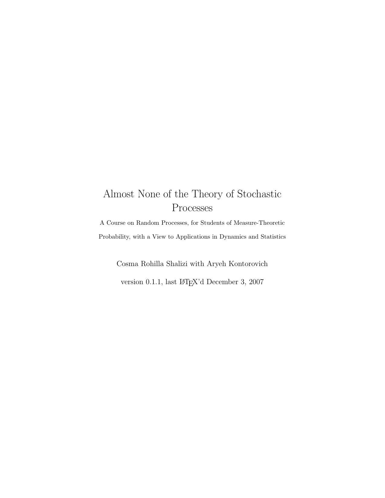 Stochastic process theory by Unknown