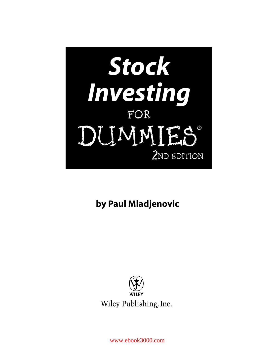 Stock Investing for Dummies,2 edition by Unknow