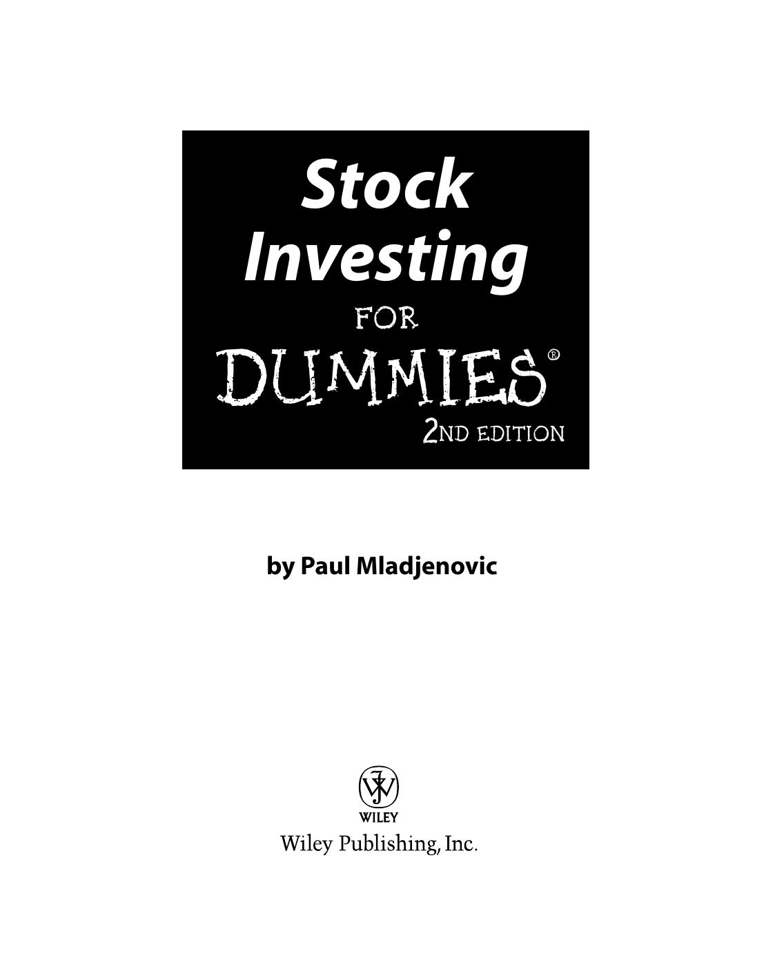 Stock Investing for Dummies,2 edition by Unknown