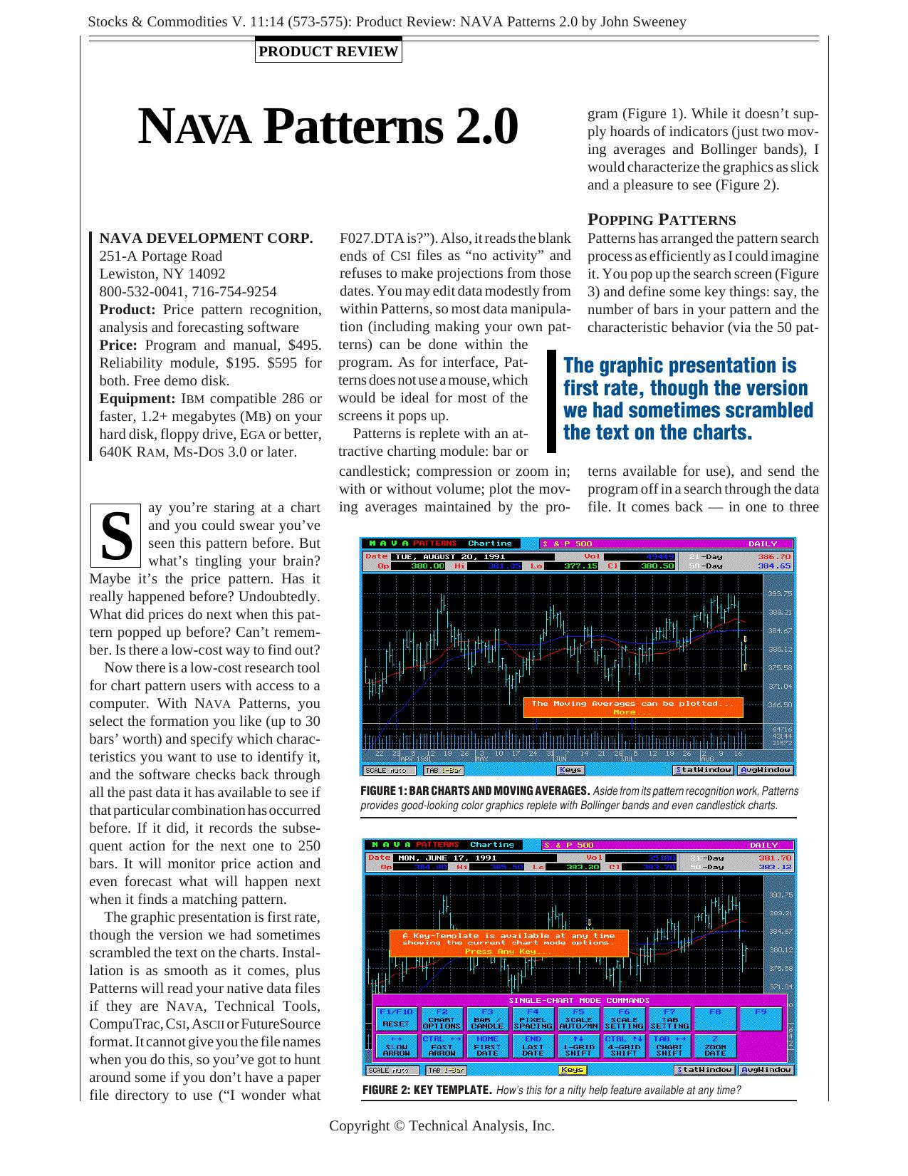 Stocks & Commodities V. 11:14 (573-575): Product Review: NAVA Patterns 2.0 by John Sweeney by John Sweeney