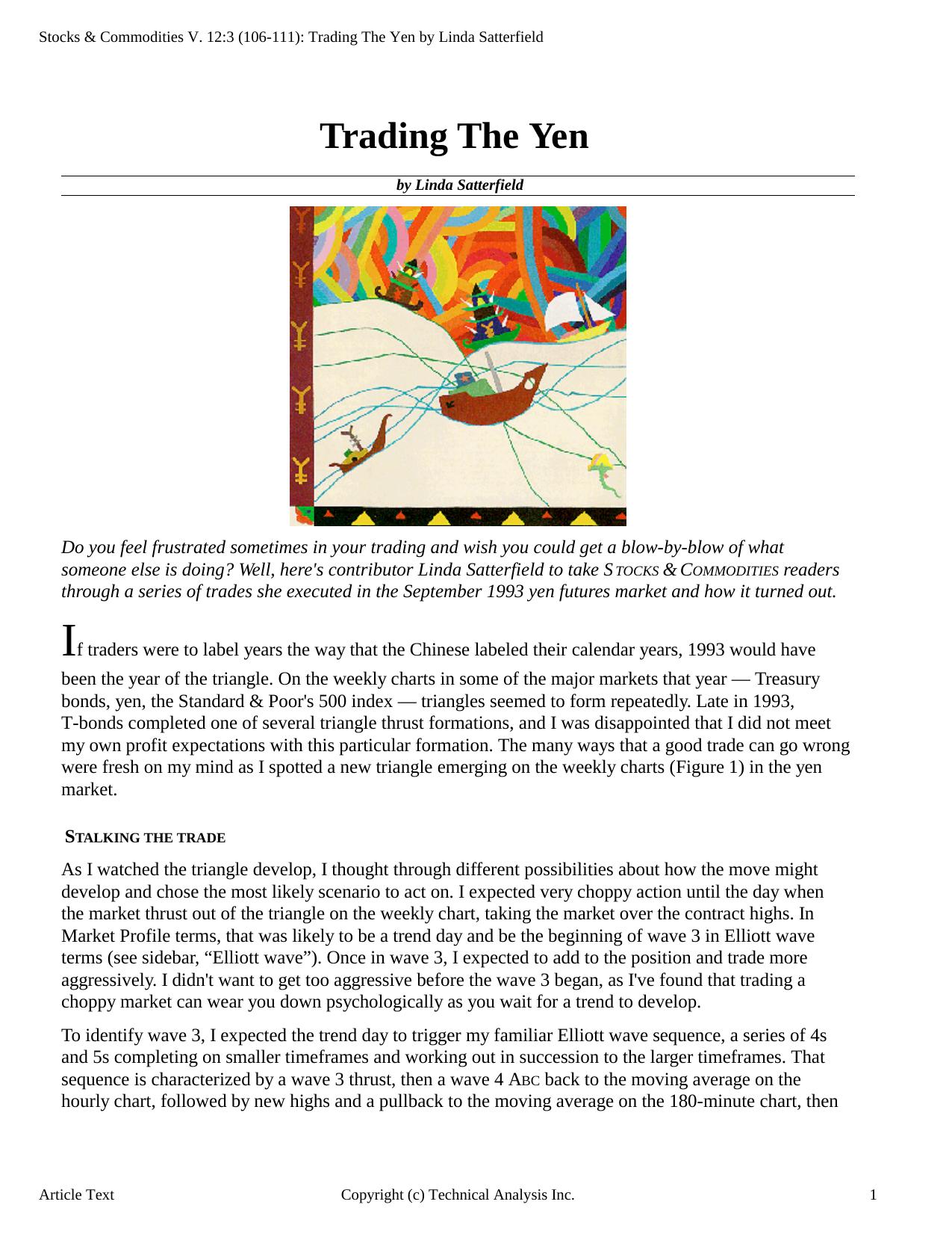 Stocks & Commodities V. 12:3 (106-111): Trading The Yen by Linda Satterfield by Linda Satterfield