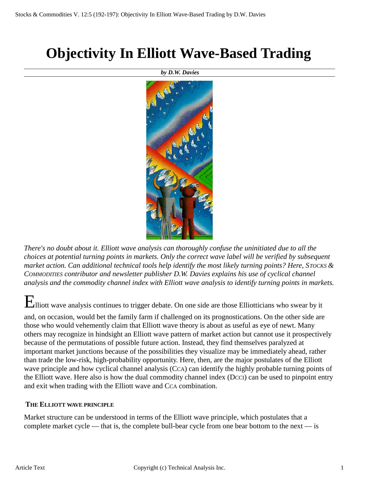 Stocks & Commodities V. 12:5 (192-197): Objectivity In Elliott Wave-Based Trading by D.W. Davies by D.W. Davies