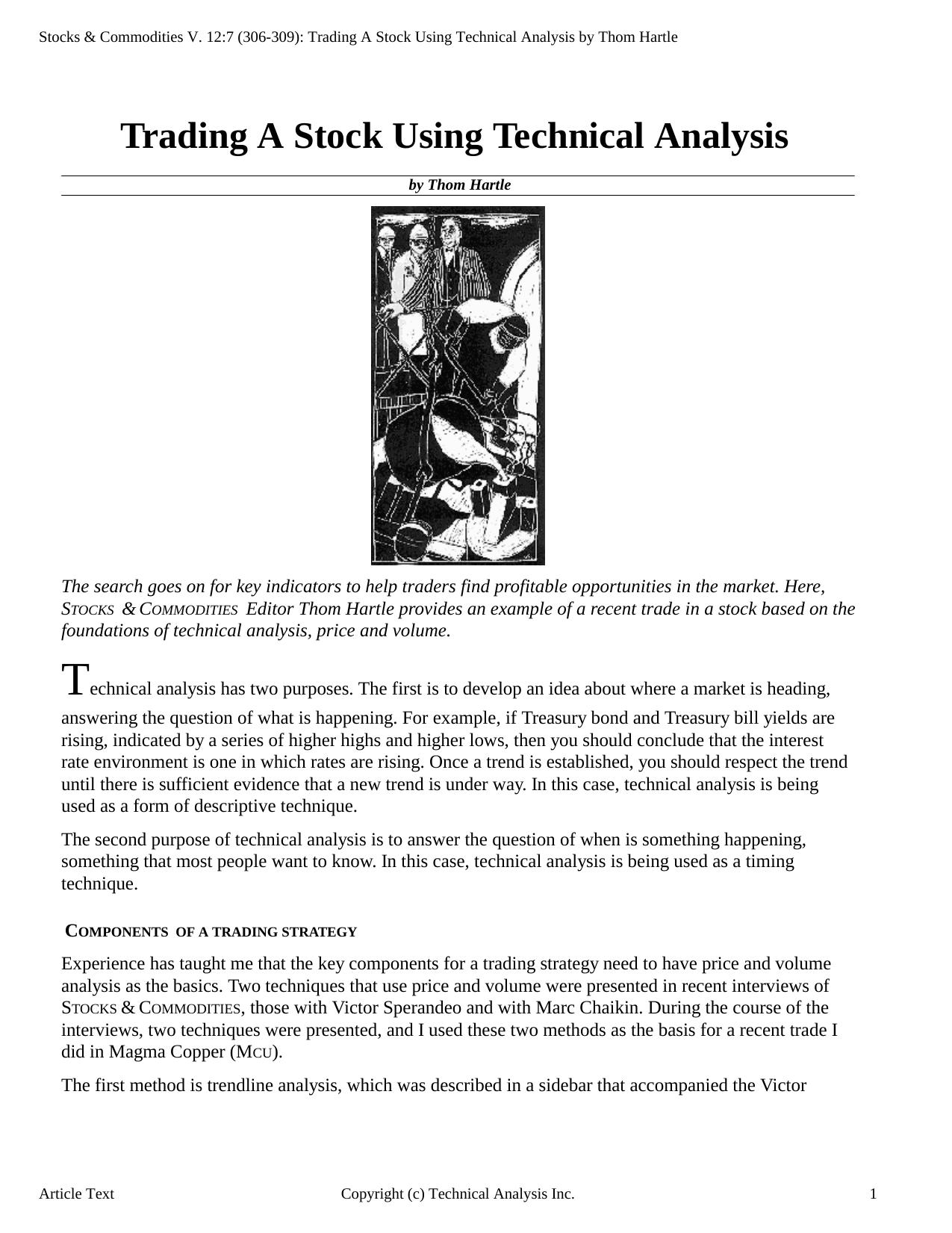 Stocks & Commodities V. 12:7 (306-309): Trading A Stock Using Technical Analysis by Thom Hartle by Thom Hartle