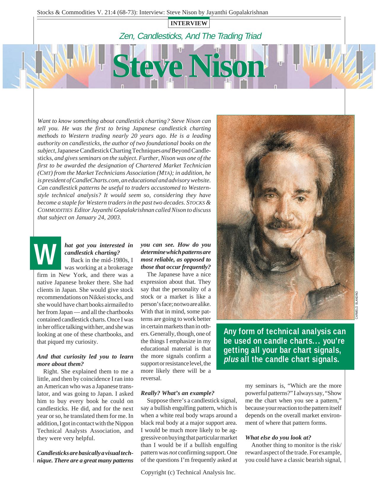 Stocks & Commodities V. 21:4 (68-73): Interview: Steve Nison by Jayanthi Gopalakrishnan by Jayanthi Gopalakrishnan