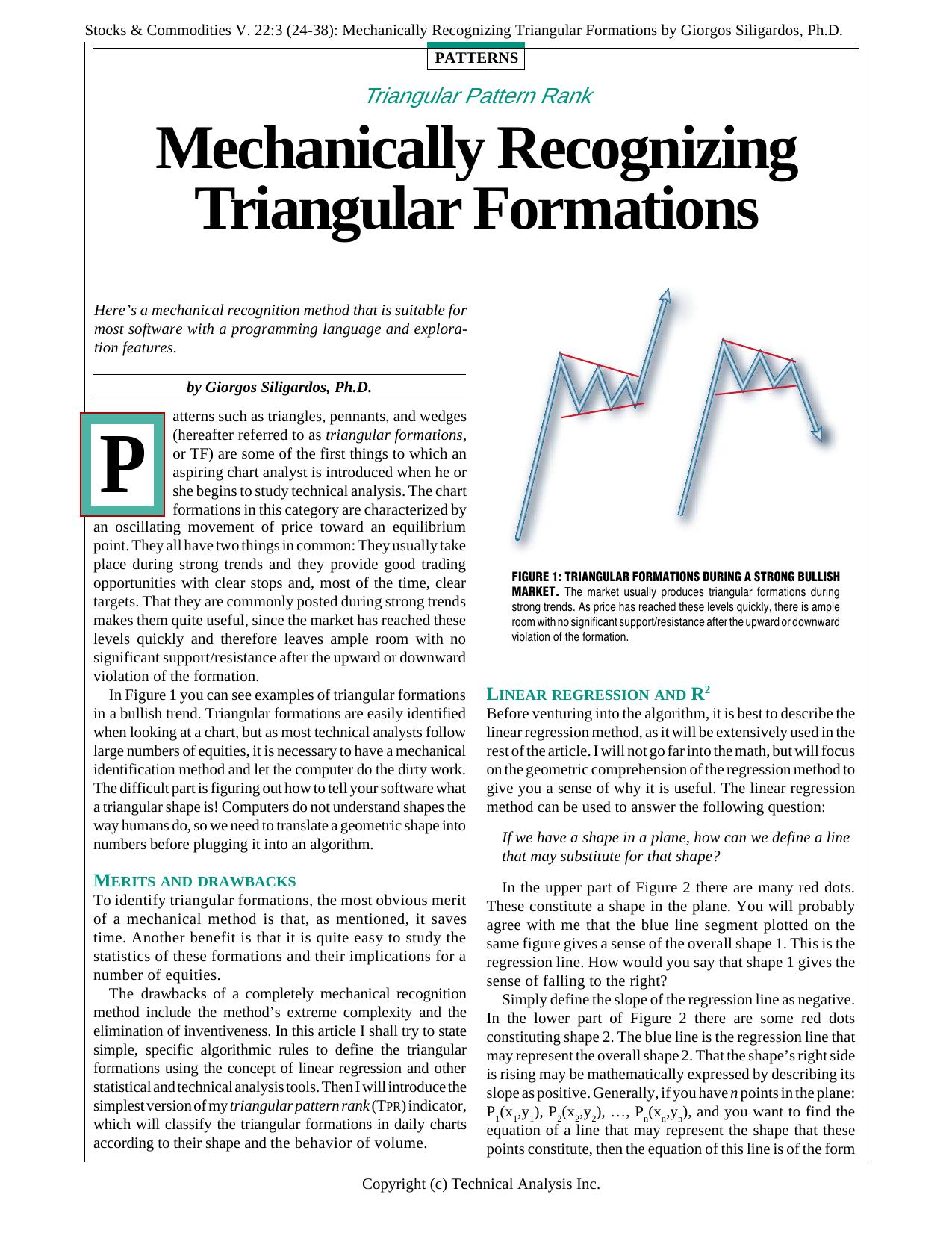 Stocks & Commodities V. 22:3 (24-38): Mechanically Recognizing Triangular Formations by Giorgos Siligardos, Ph.D. by Giorgos Siligardos Ph.D