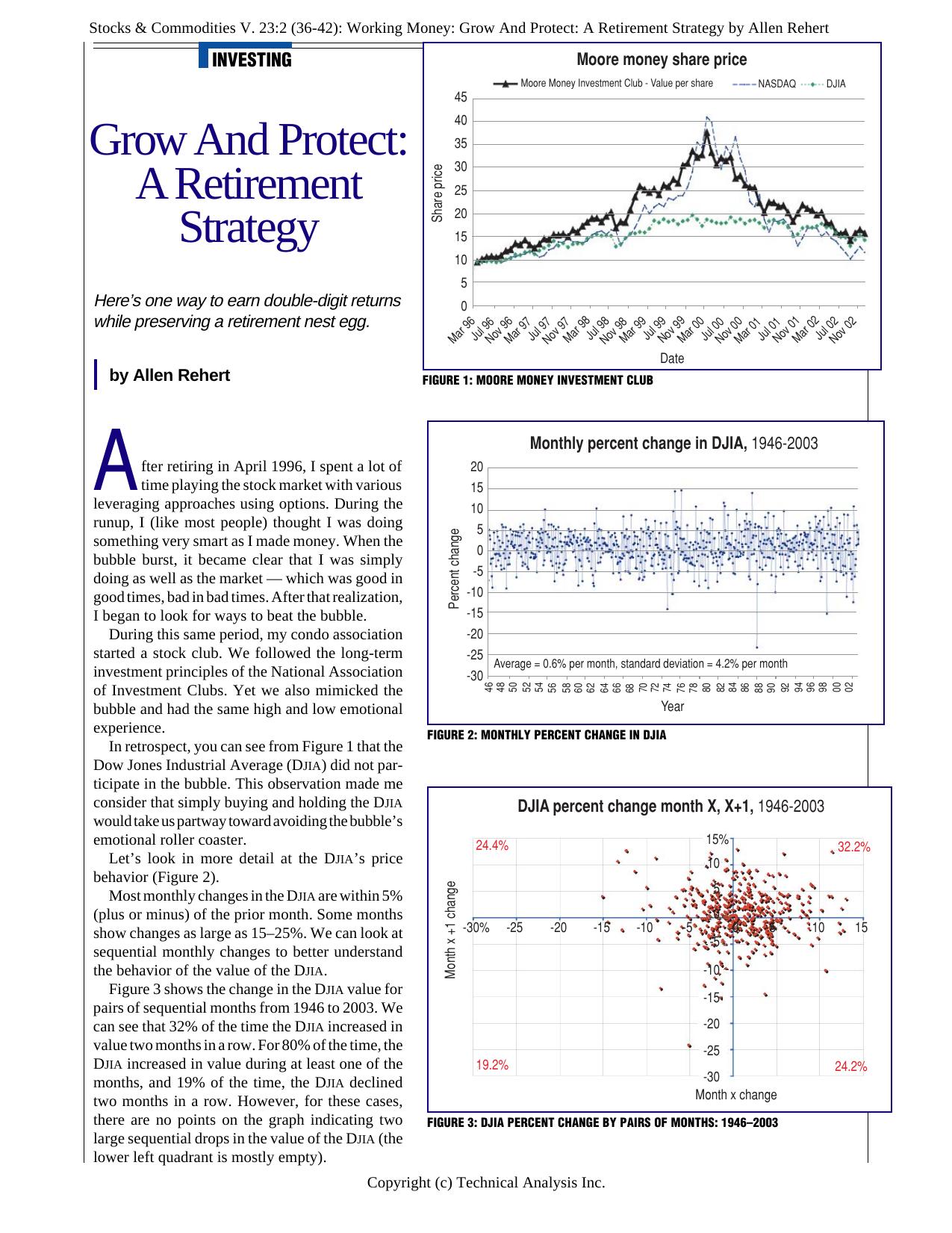 Stocks & Commodities V. 23:2 (36-42): Working Money: Grow And Protect: A Retirement Strategy by Allen Rehert by Allen Rehert