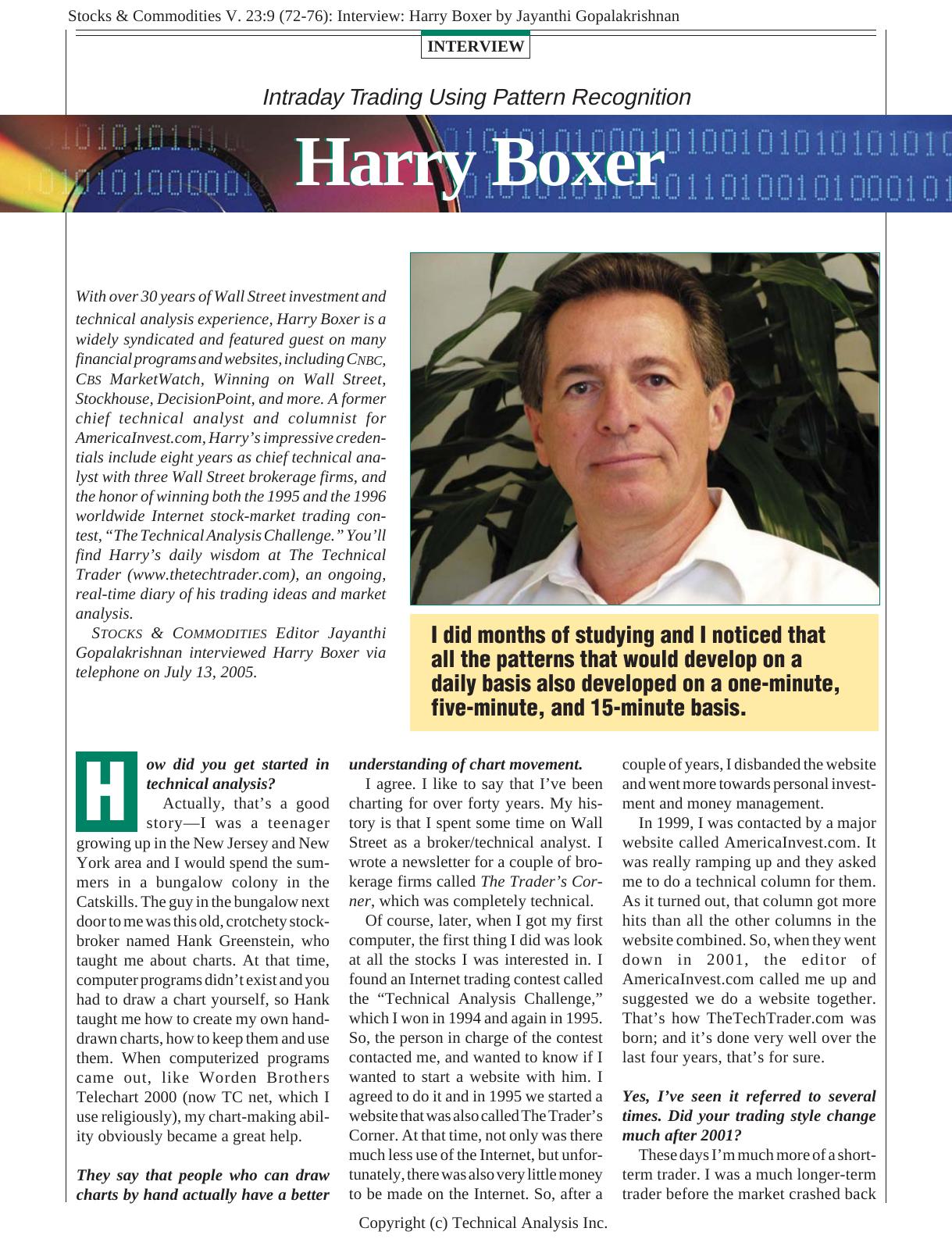 Stocks & Commodities V. 23:9 (72-76): Interview: Harry Boxer by Jayanthi Gopalakrishnan by Jayanthi Gopalakrishnan