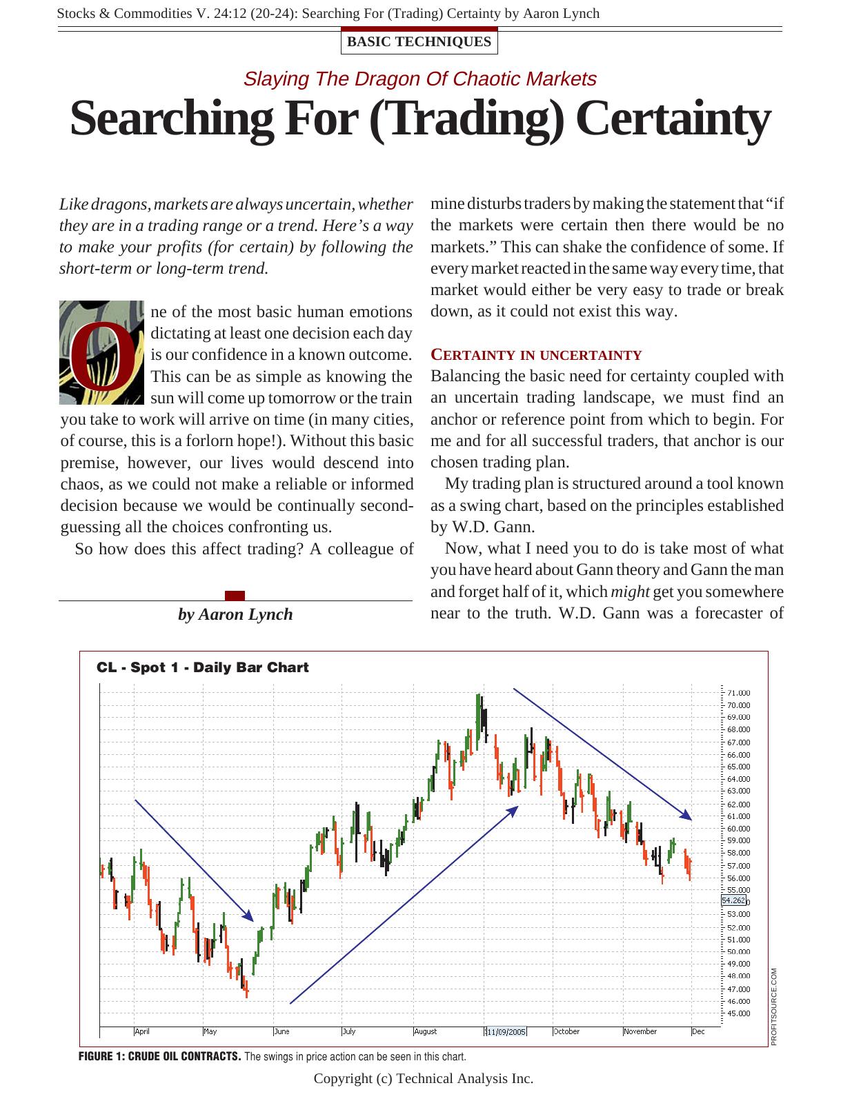 Stocks & Commodities V. 24:12 (20-24): Searching For (Trading) Certainty by Aaron Lynch by Aaron Lynch