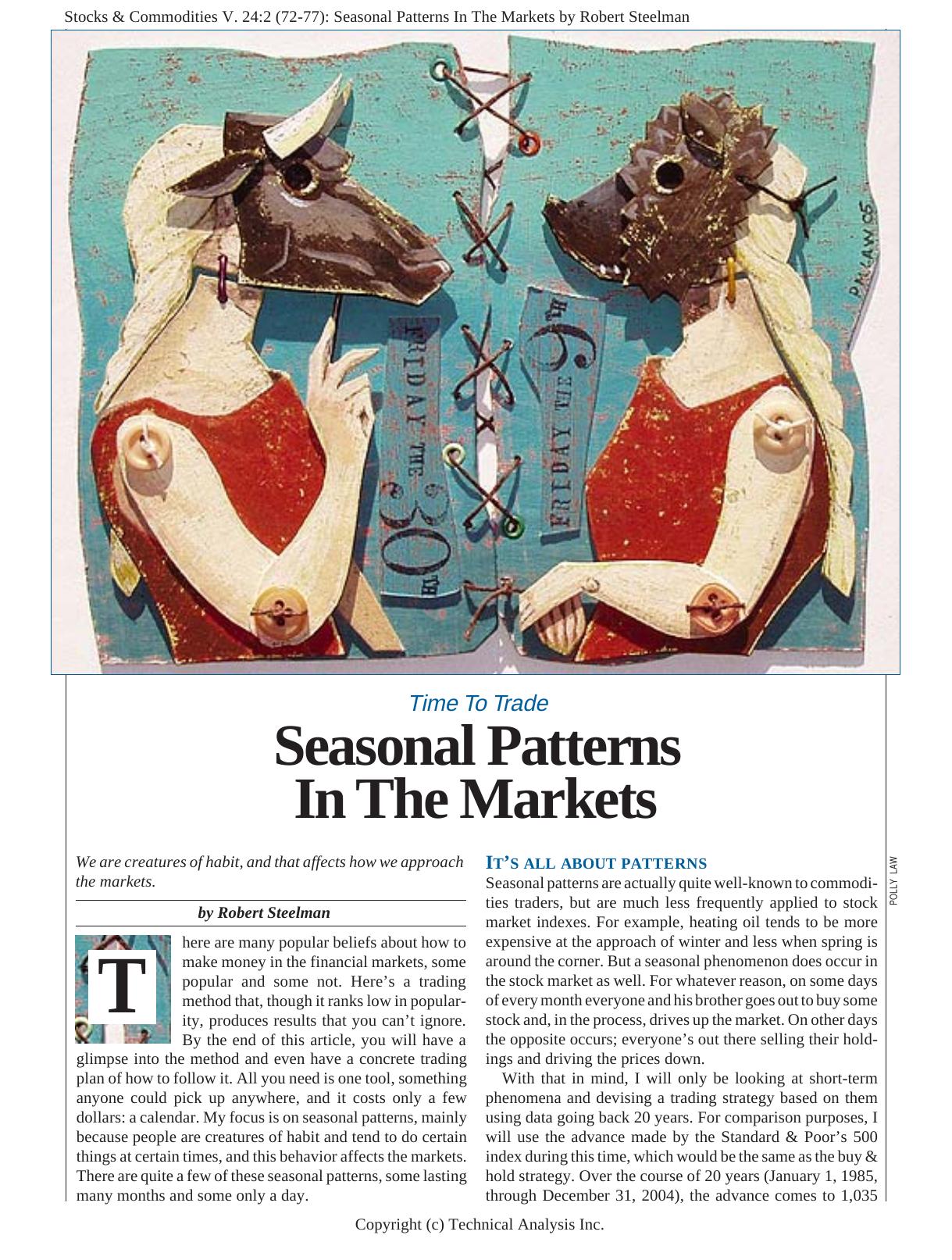 Stocks & Commodities V. 24:2 (72-77): Seasonal Patterns In The Markets by Robert Steelman by Robert Steelman