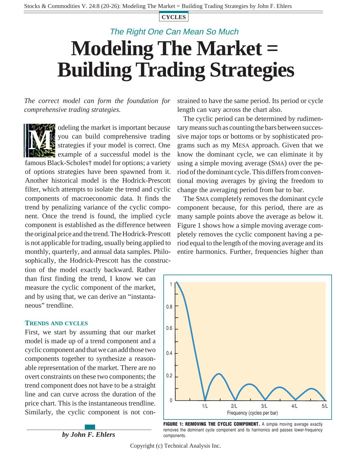 Stocks & Commodities V. 24:8 (20-26): Modeling The Market = Building Trading Strategies by John F. Ehlers by John F. Ehlers