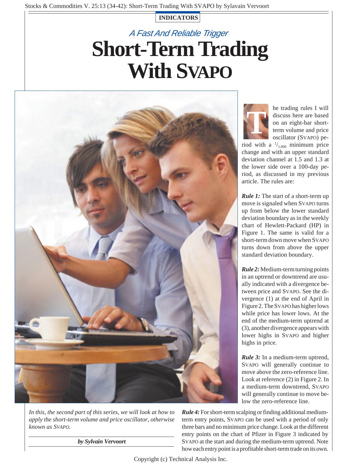 Stocks & Commodities V. 25:13 (34-42): Short-Term Trading With SVAPO by Sylavain Vervoort by Sylavian Vervoort