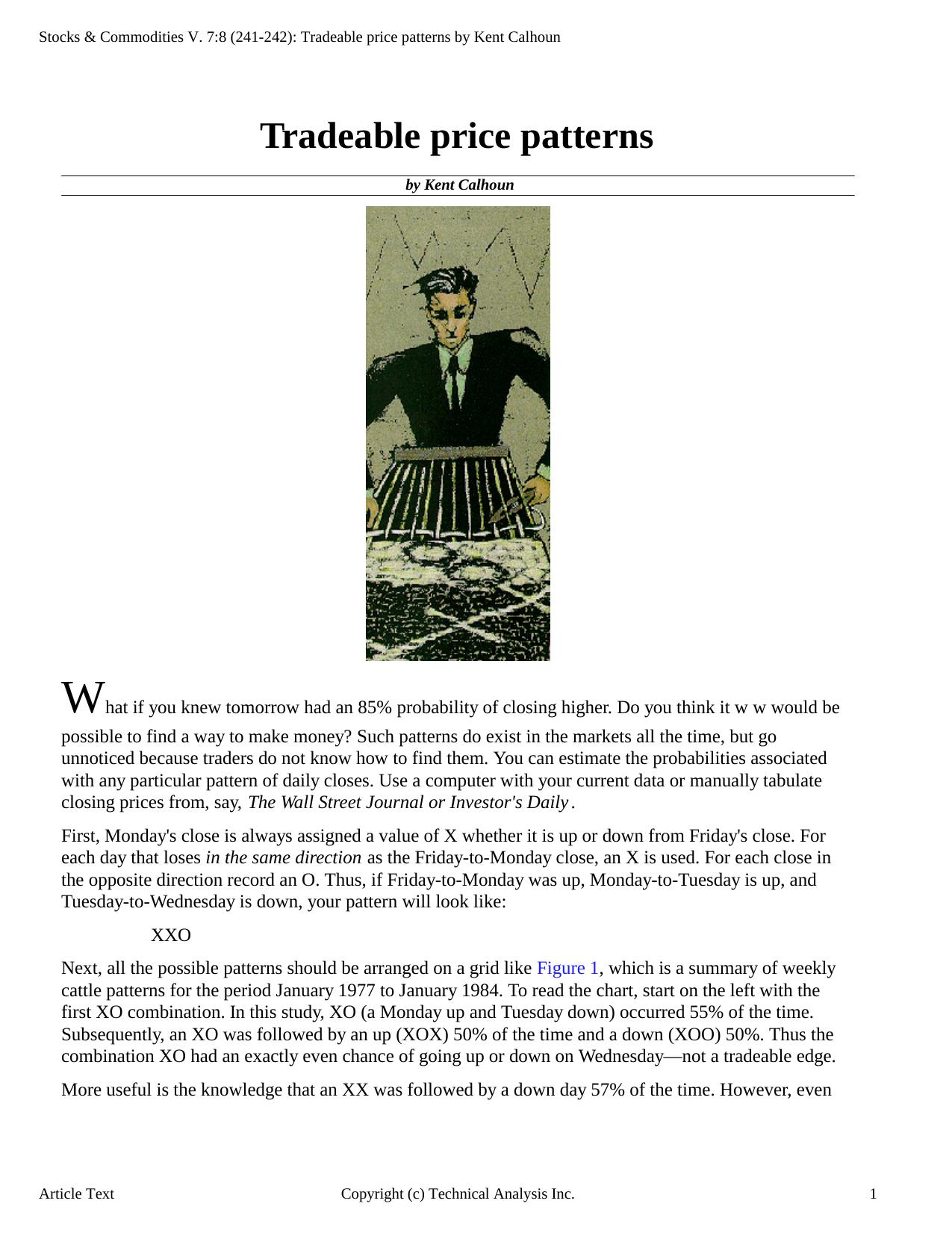 Stocks & Commodities V. 7:8 (241-242): Tradeable price patterns by Kent Calhoun by YN