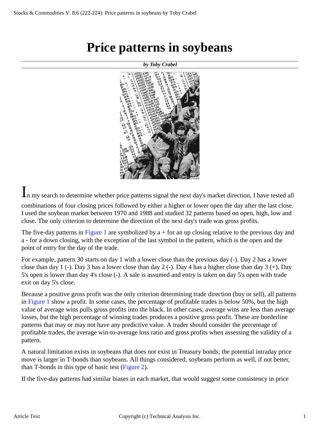 Stocks & Commodities V. 8:6 (222-224): Price patterns in soybeans by Toby Crabel by YN