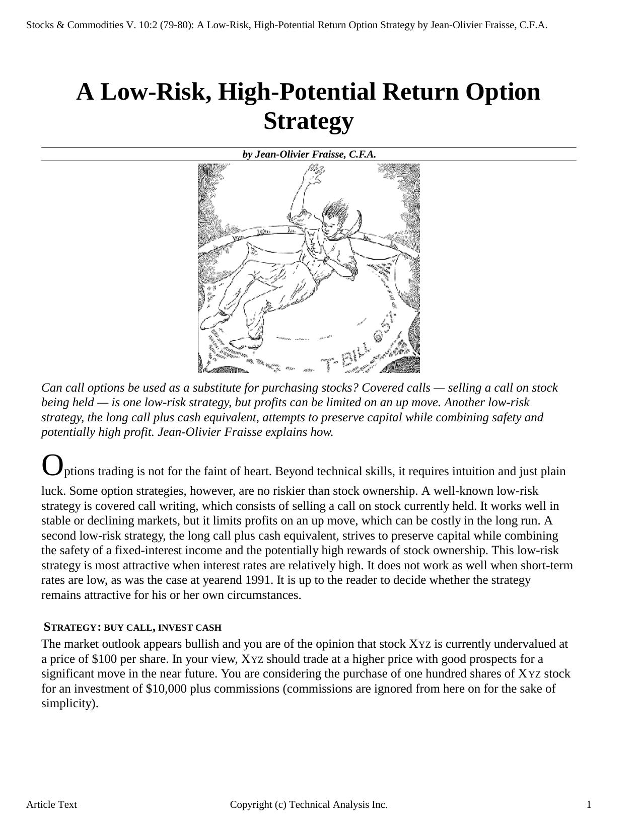 Stocks & Commodities V.10:2 (79-80): A Low-Risk, High-Potential Return Option Strategy by Jean-Olivier Fraisse, C.F.A. by Jean-Olivier Fraisse