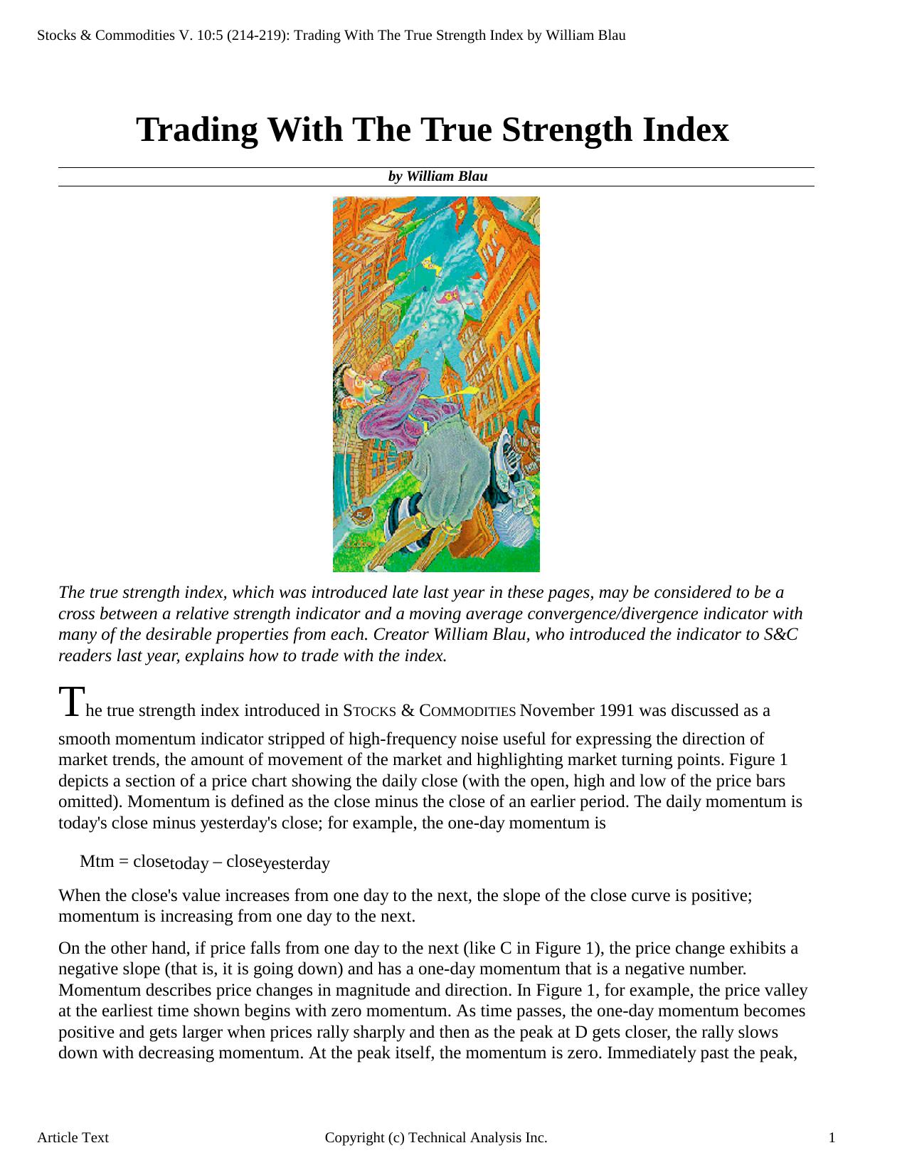 Stocks & Commodities V.10:5 (214-219): Trading With The True Strength Index by William Blau by William Blau