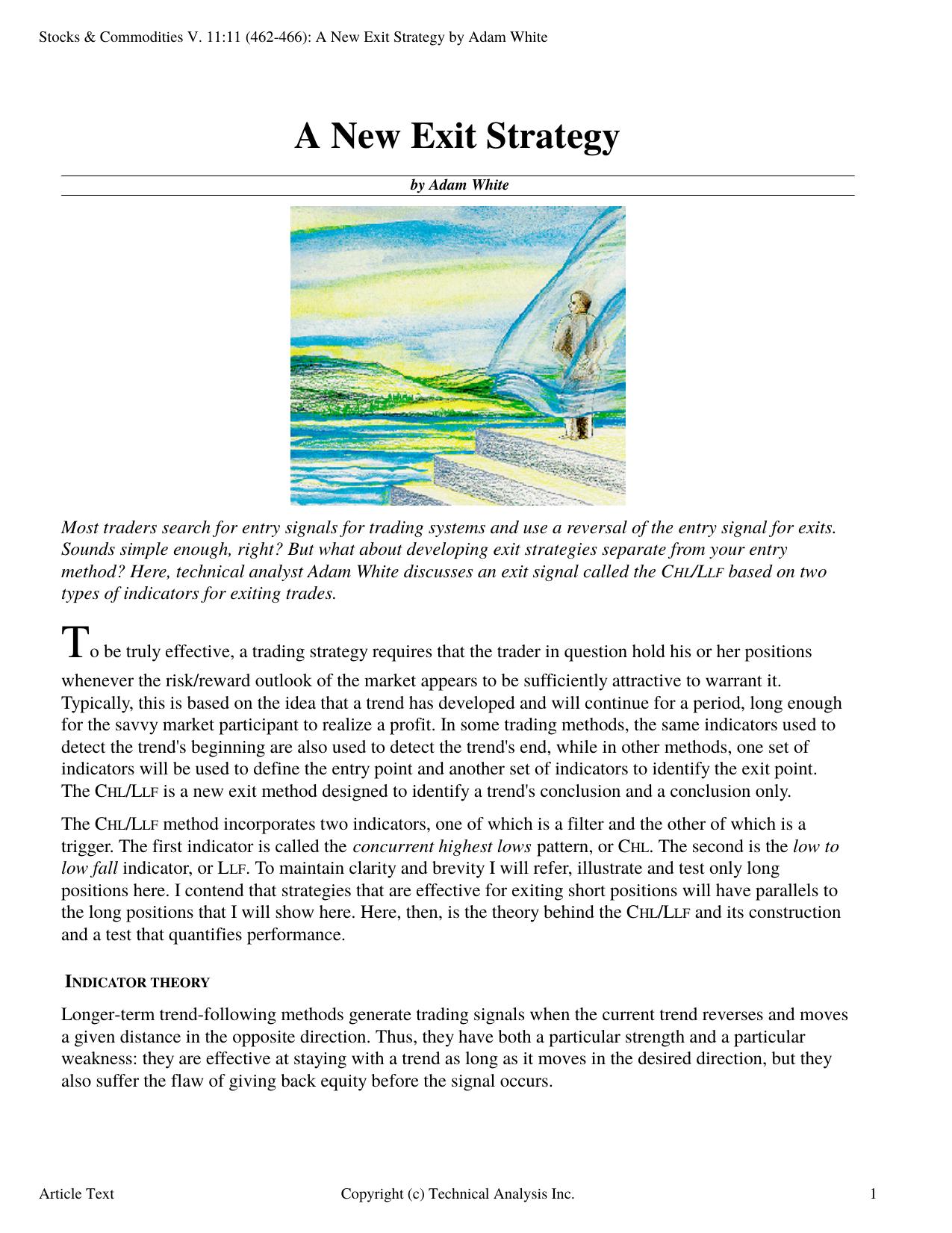 Stocks & Commodities V.11:11 (462-466): A New Exit Strategy by Adam White by Adam White