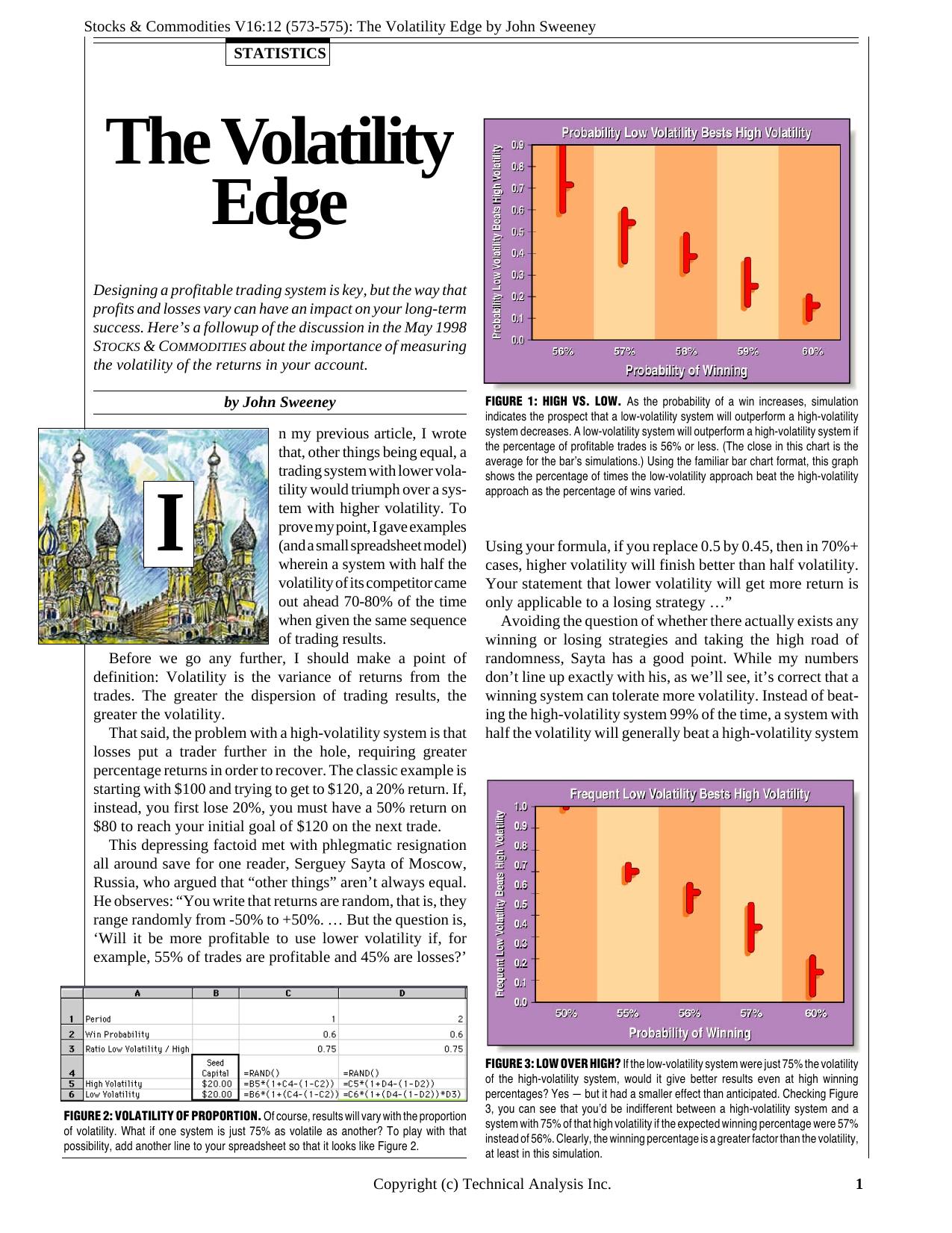 Stocks & Commodities V.16:12 (573-575): The Volatility Edge by John Sweeney by John Sweeney