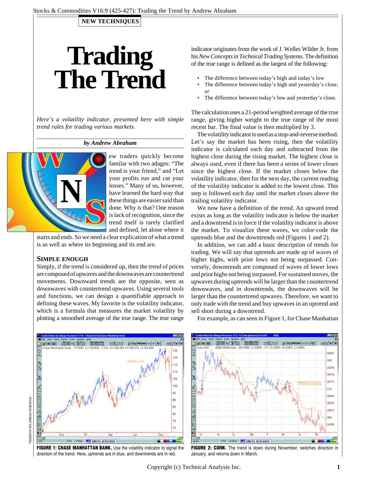 Stocks & Commodities V.16:9 (425-427): Trading the Trend by Andrew Abraham by Andrew Abraham
