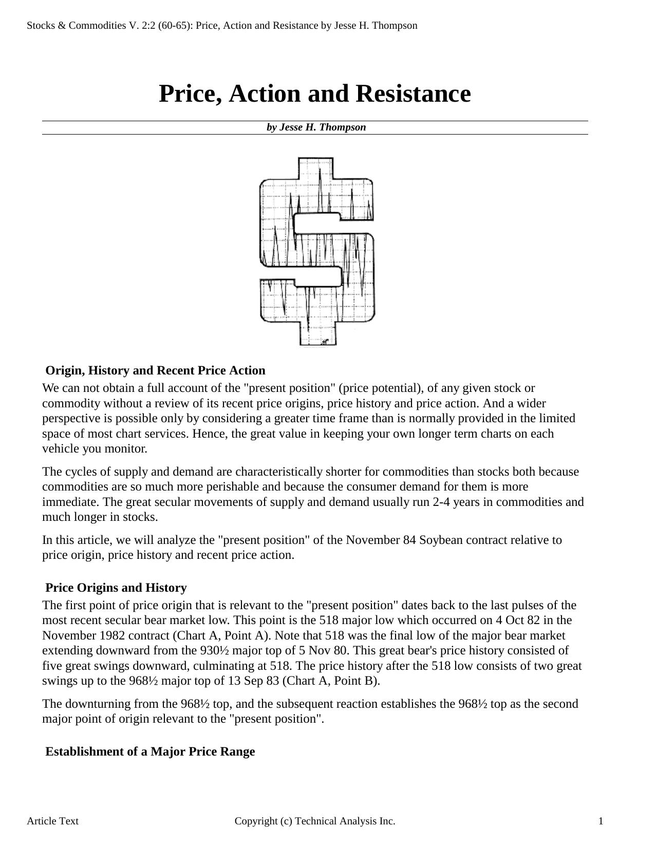 Stocks & Commodities V.2:2 (60-65): Price, Action and Resistance by Jesse H. Thompson by Jesse H. Thompson