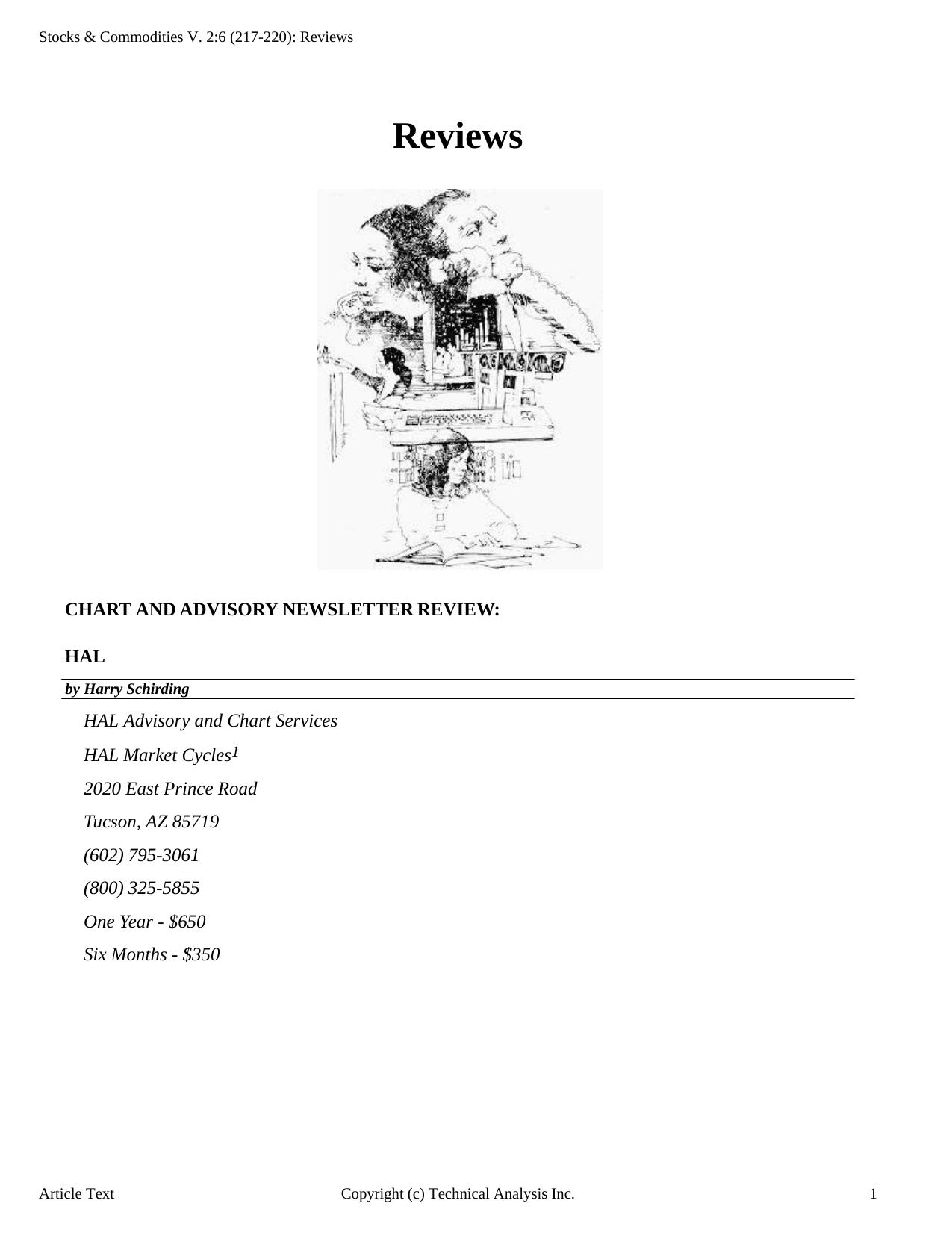 Stocks & Commodities V.2:6 (217-220): Reviews by Technical Analysis Inc