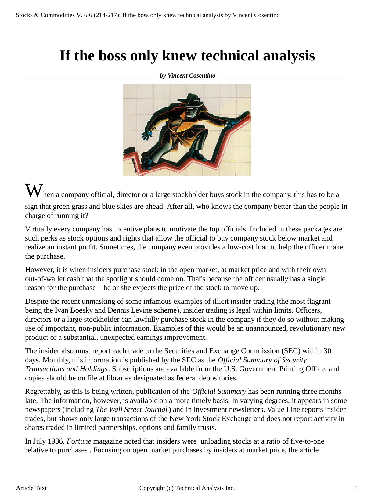 Stocks & Commodities V.6:6 (214-217): If the boss only knew technical analysis by Vincent Cosentino by Vincent Cosentino