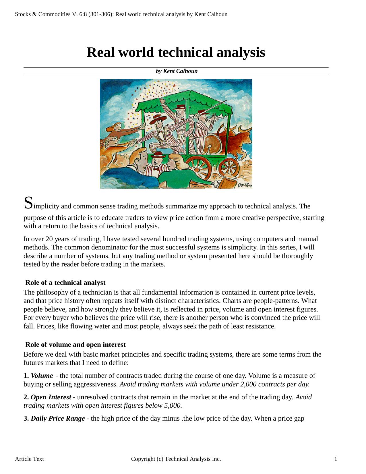 Stocks & Commodities V.6:8 (301-306): Real world technical analysis by Kent Calhoun by Kent Calhoun