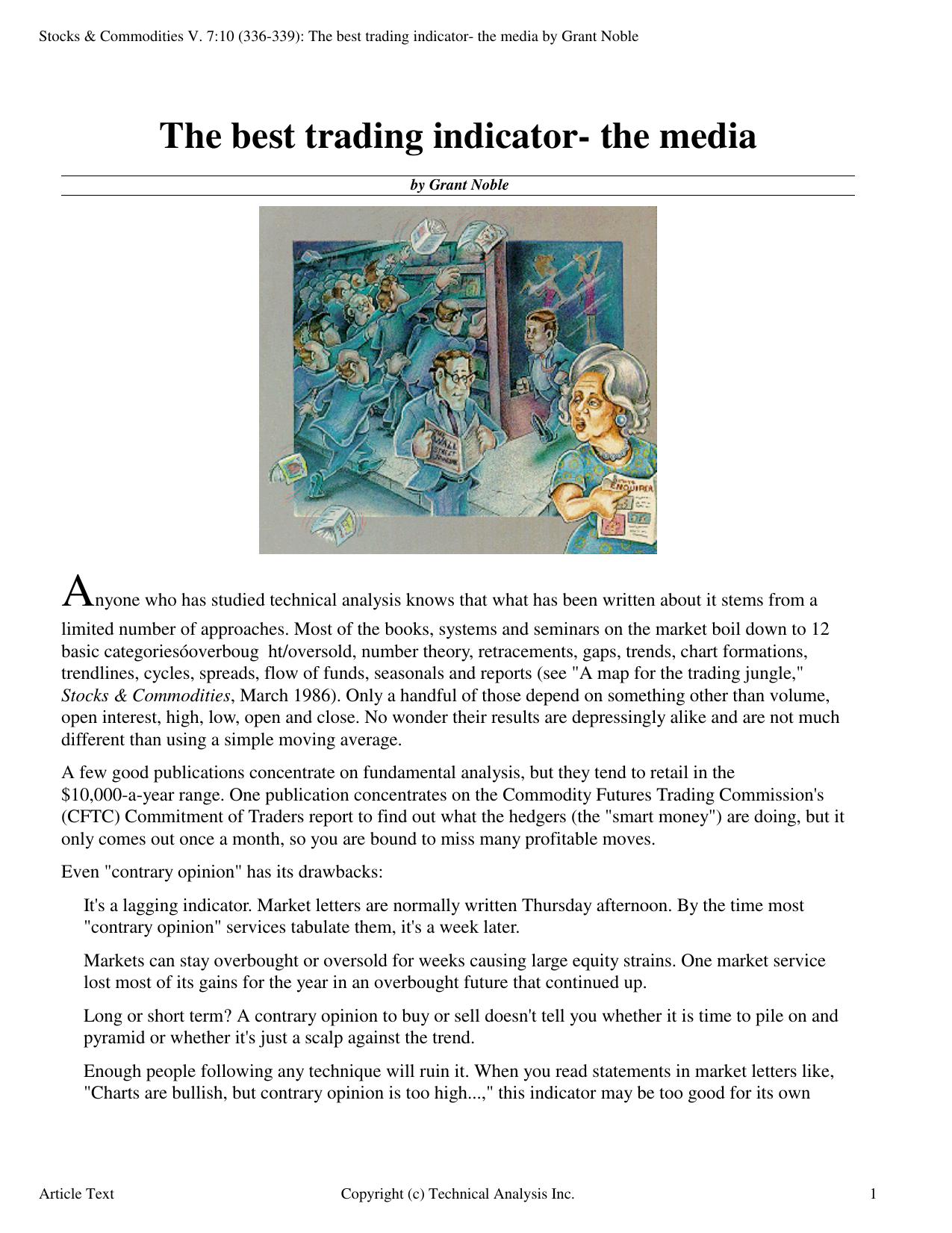 Stocks & Commodities V.7:10 (336-339): The best trading indicator- the media by Grant Noble by Grant Noble