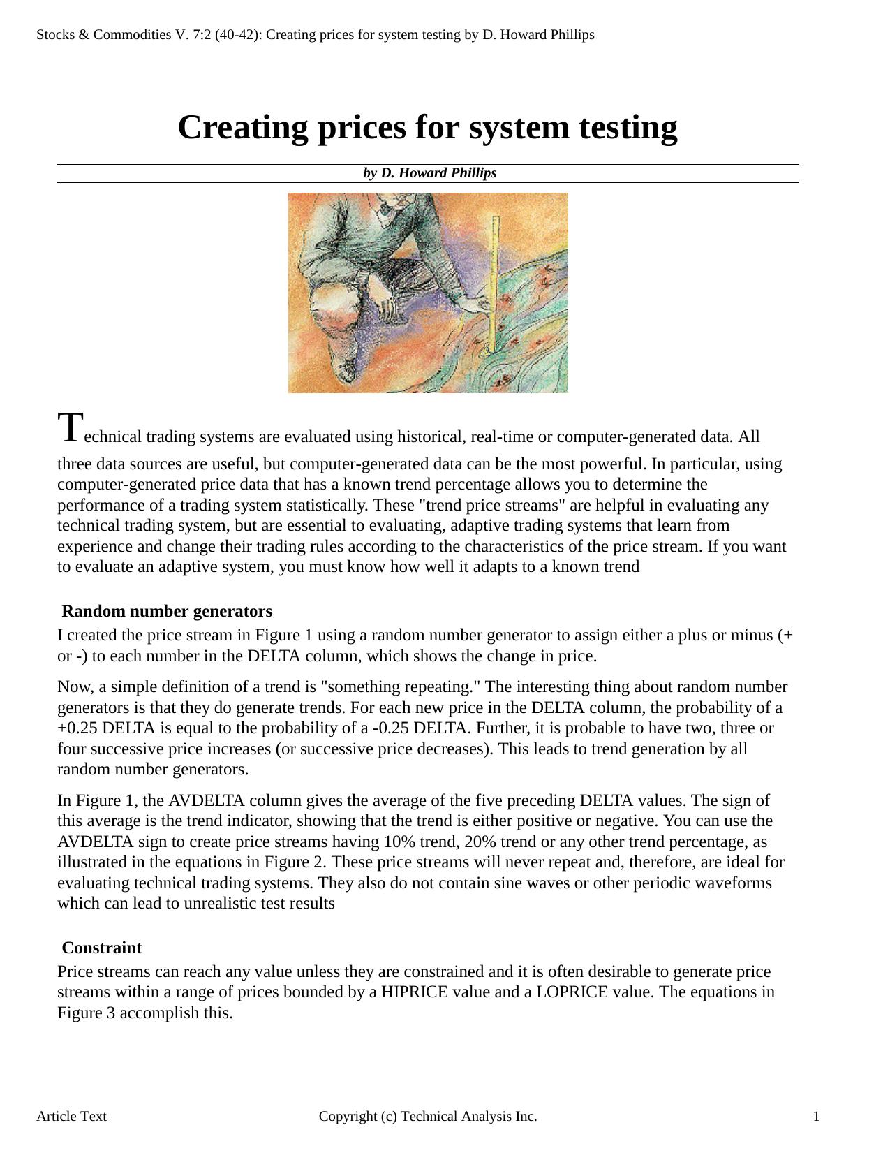Stocks & Commodities V.7:2 (40-42): Creating prices for system testing by D. Howard Phillips by D. Howard Phillips