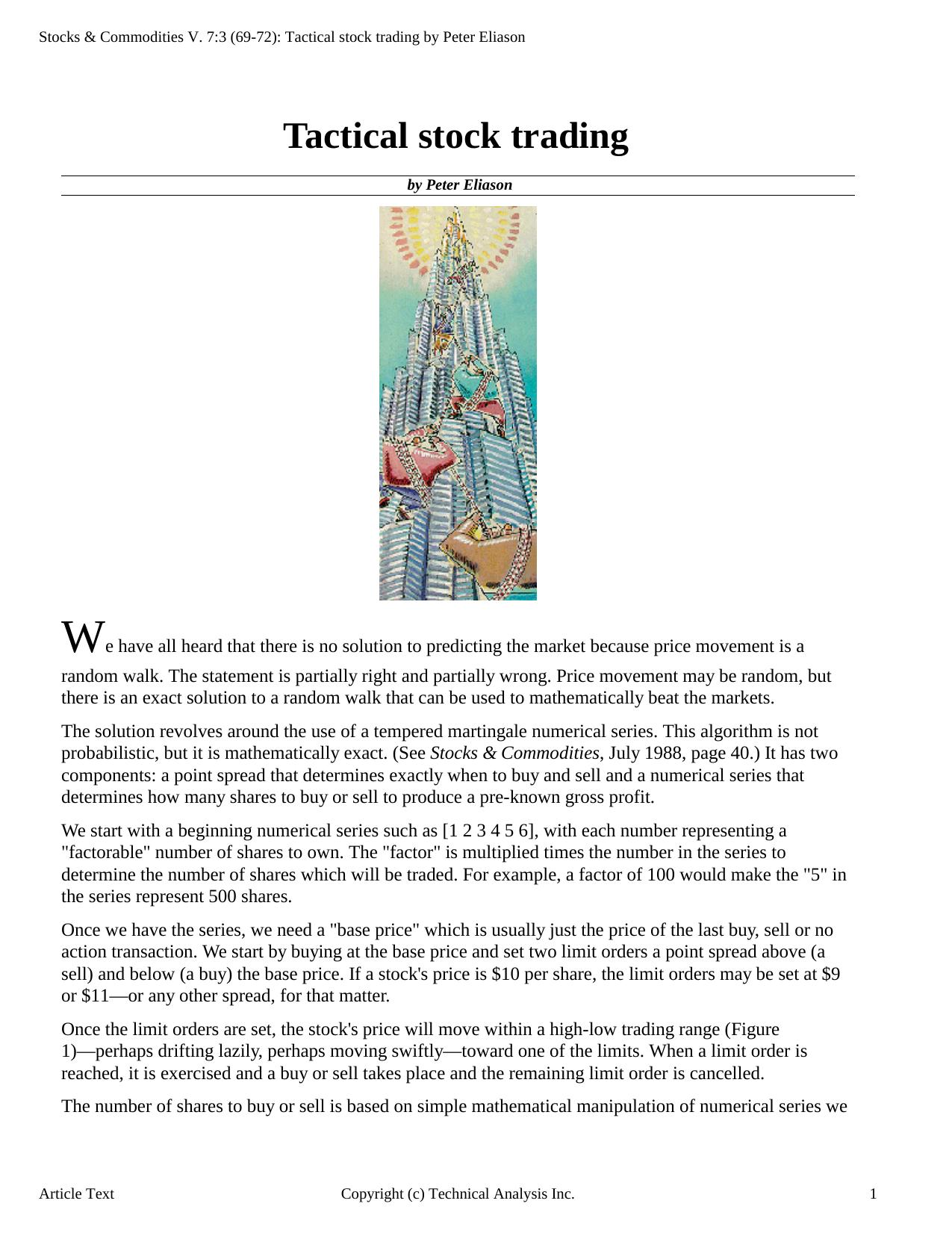 Stocks & Commodities V.7:3 (69-72): Tactical stock trading by Peter Eliason by Peter Eliason