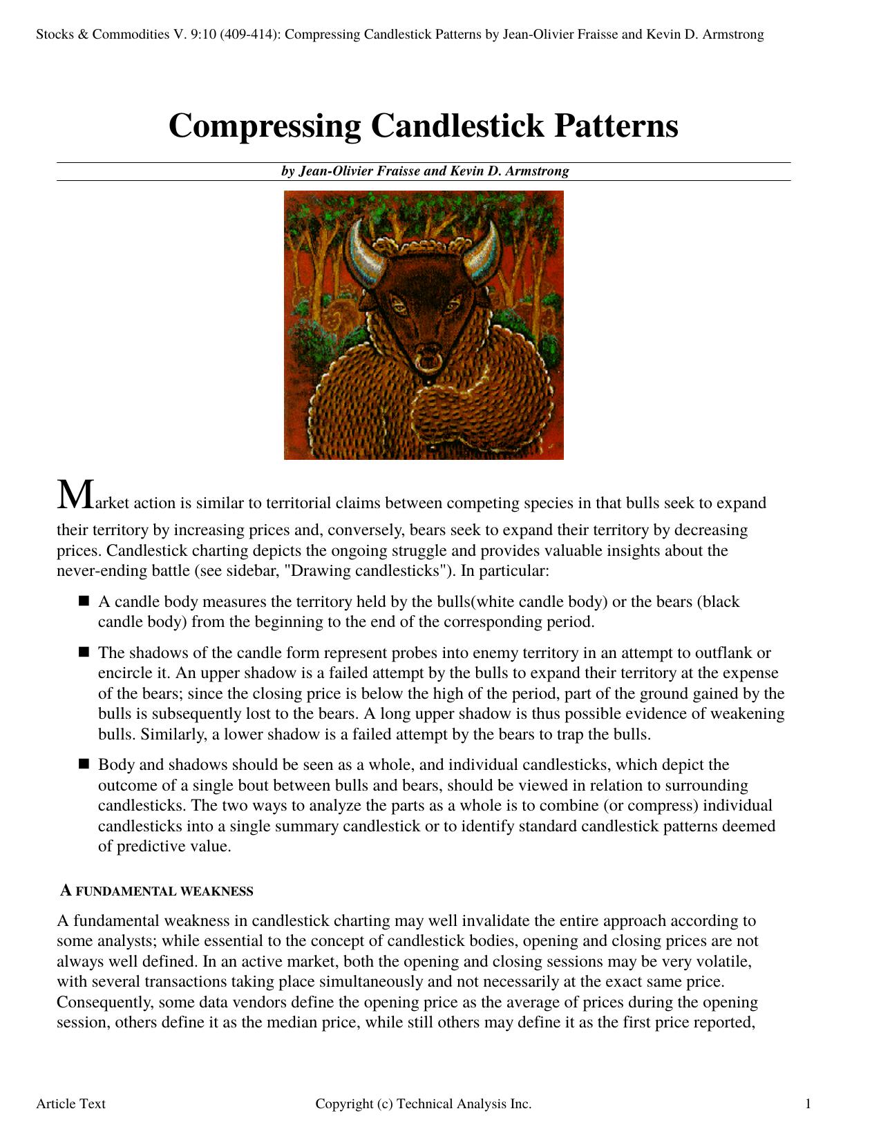 Stocks & Commodities V.9:10 (409-414): Compressing Candlestick Patterns by Jean-Olivier Fraisse and Kevin D. Armstrong by Jean-Olivier Fraisse & Kevin D. Armstrong