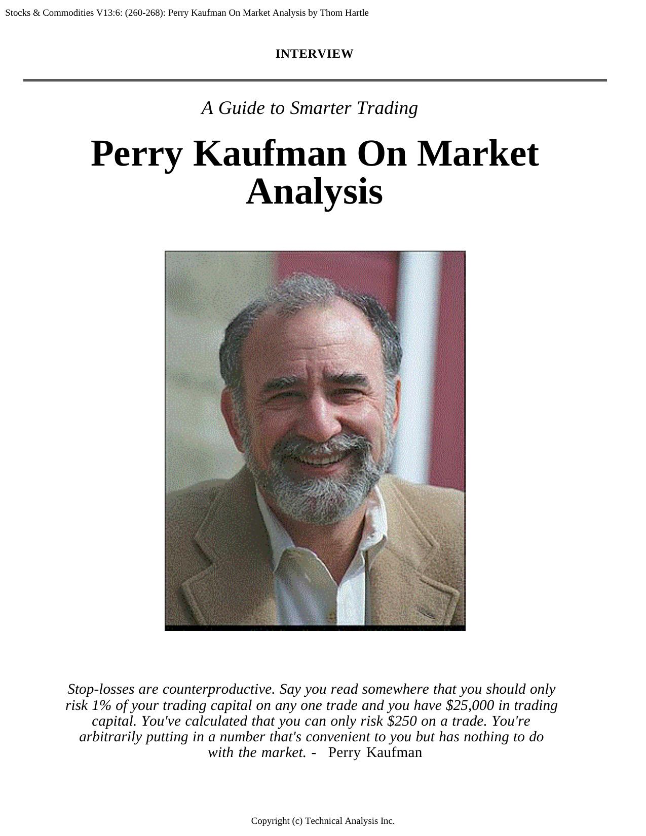 Stocks & Commodities V13:15: (260-268): A Guide to Smarter Trading: Perry Kaufman On Mark by Thom Hartle