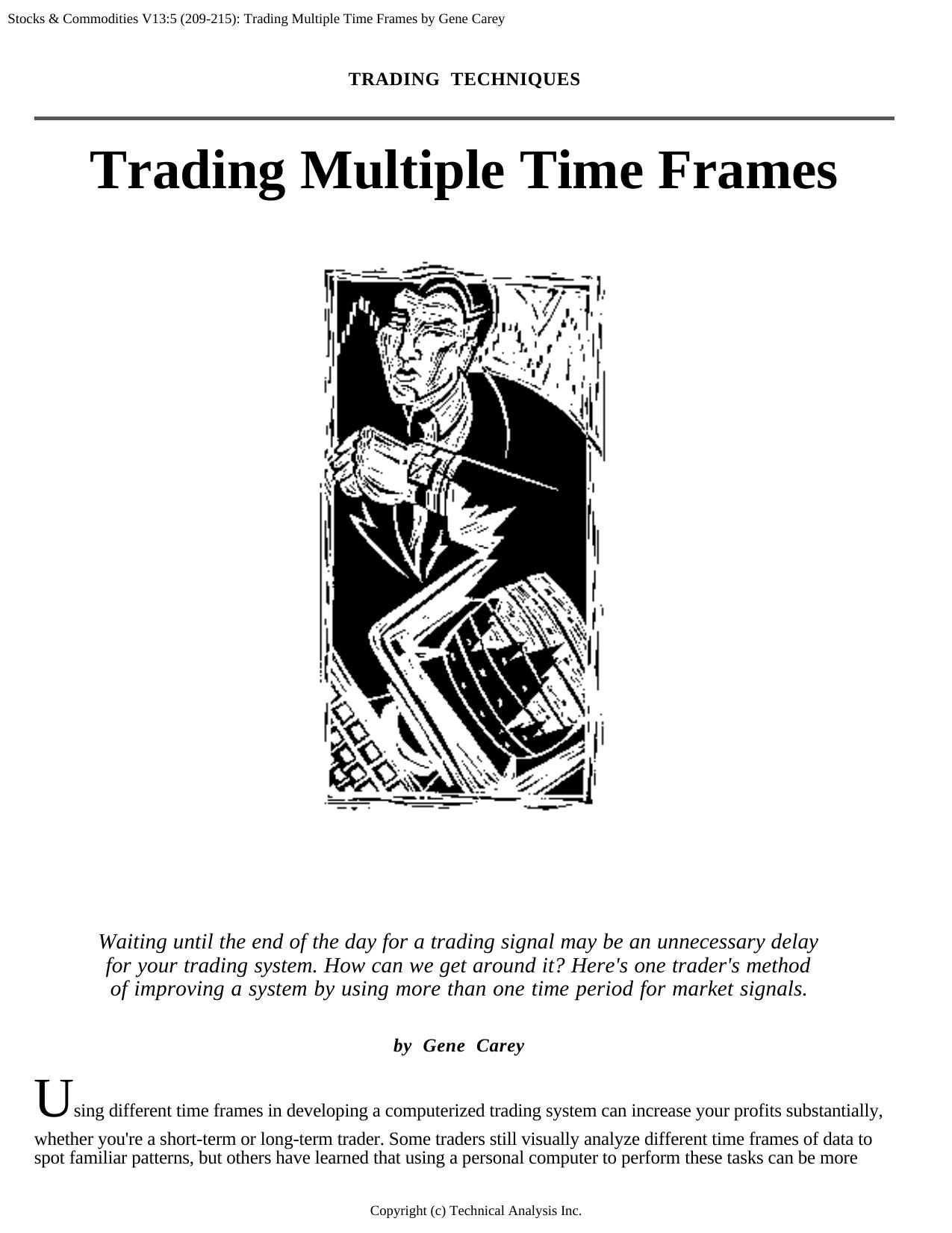 Stocks & Commodities V13:5 (209-215): Trading Multiple Time Frames by Gene Carey by Gene Carey