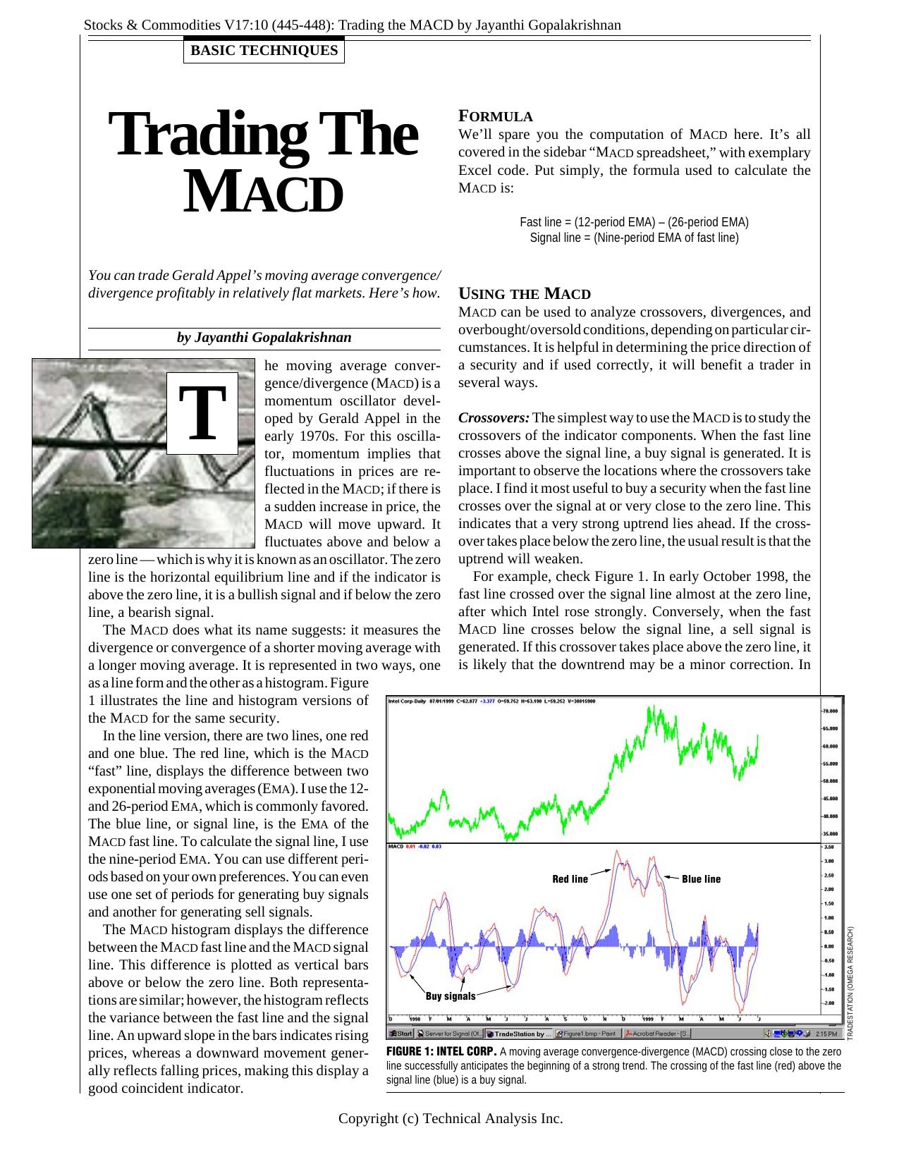 Stocks & Commodities V17:10 (445-448): Trading the MACD by Jayanthi Gopalakrishnan by Jayanthi Gopalakrishnan