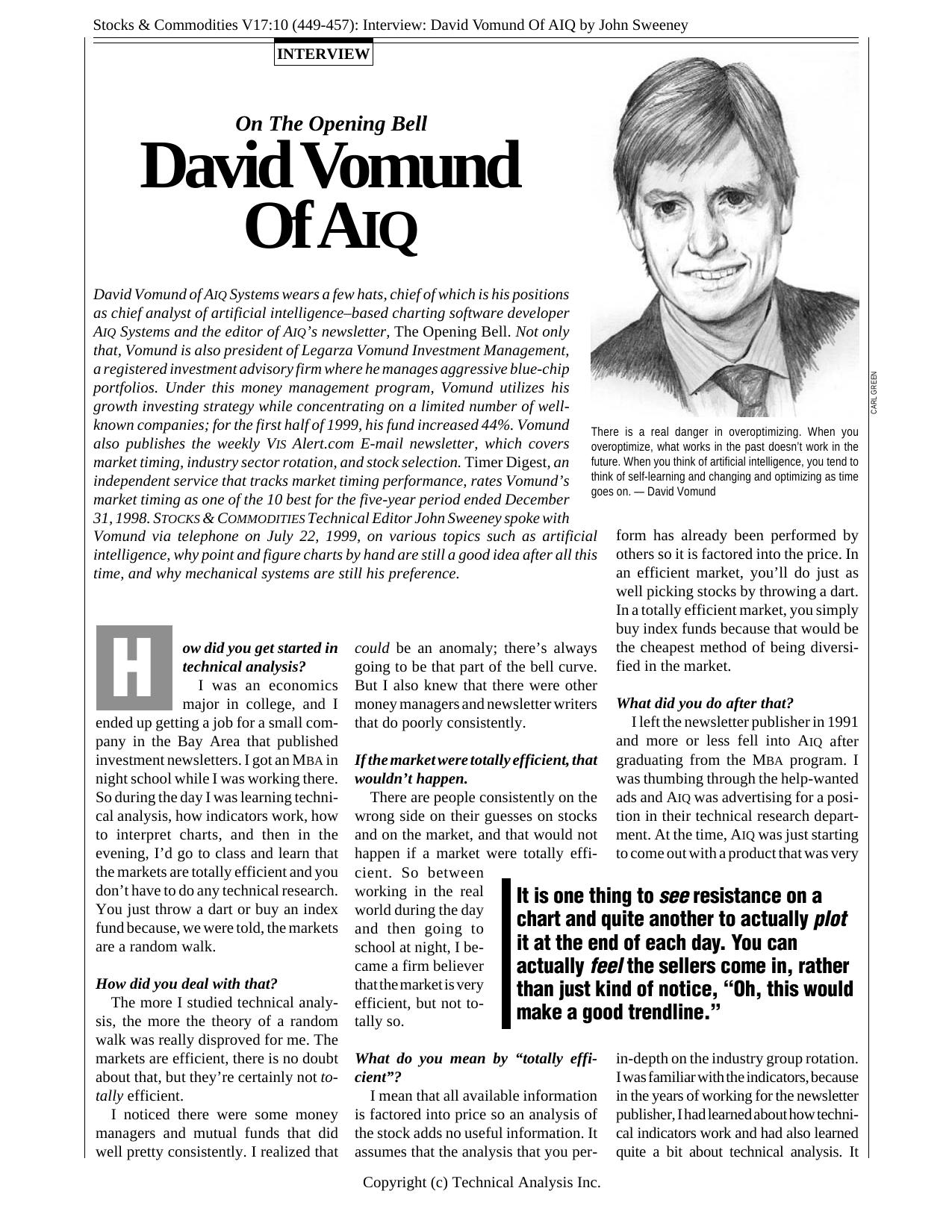 Stocks & Commodities V17:10 (449-457): Interview: David Vomund Of AIQ by John Sweeney by John Sweeney