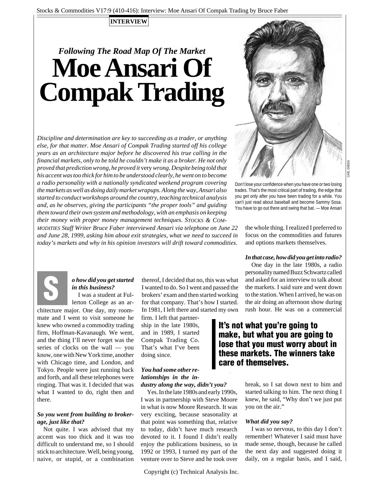 Stocks & Commodities V17:9 (410-416): Interview: Moe Ansari Of Compak Trading by Bruce Faber by Bruce Faber