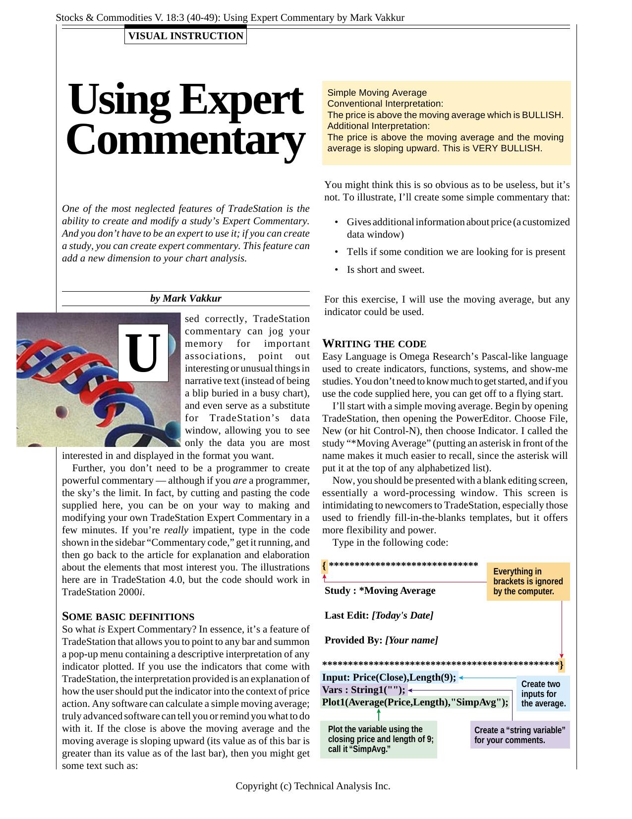 Stocks &Commodities V.18:3 (40-49):Using Expert Commentary by Mark Vakkur by Mark Vakkur