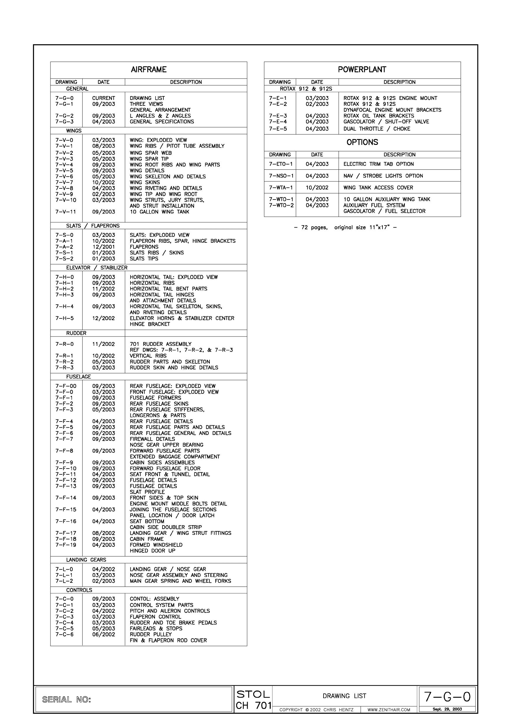 Stol CH 701specification by Chris Heintz