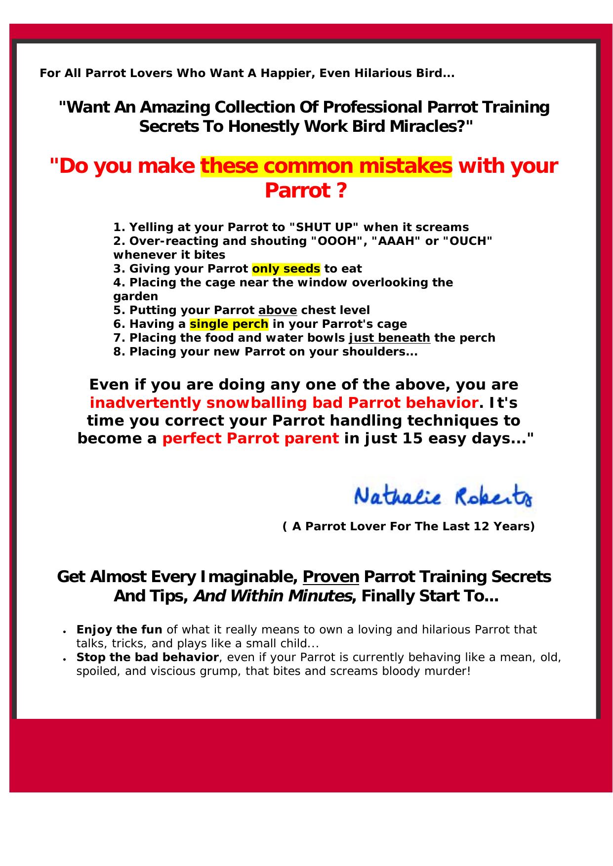 Stop Your Parrot From Biting, Train Tricks, Speech & More. by Best of Kuszter's Collection