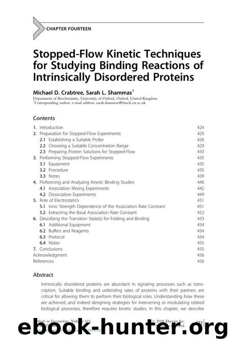 Stopped-Flow Kinetic Techniques for Studying Binding Reactions of Intrinsically Disordered Proteins by Michael D. Crabtree & Sarah L. Shammas